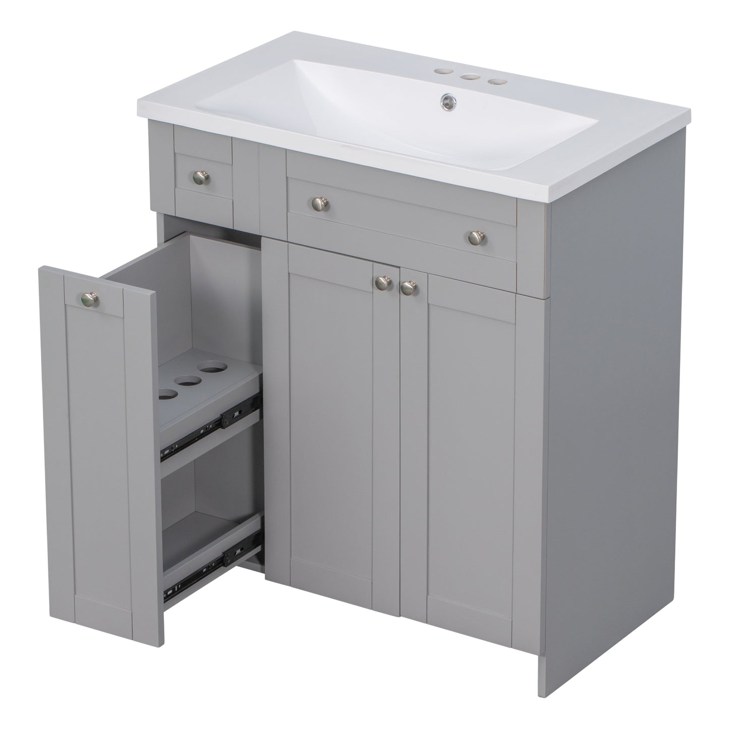 30" Bathroom vanity with Single Sink in grey,Combo Cabinet Undermount Sink,Bathroom Storage Cabinet