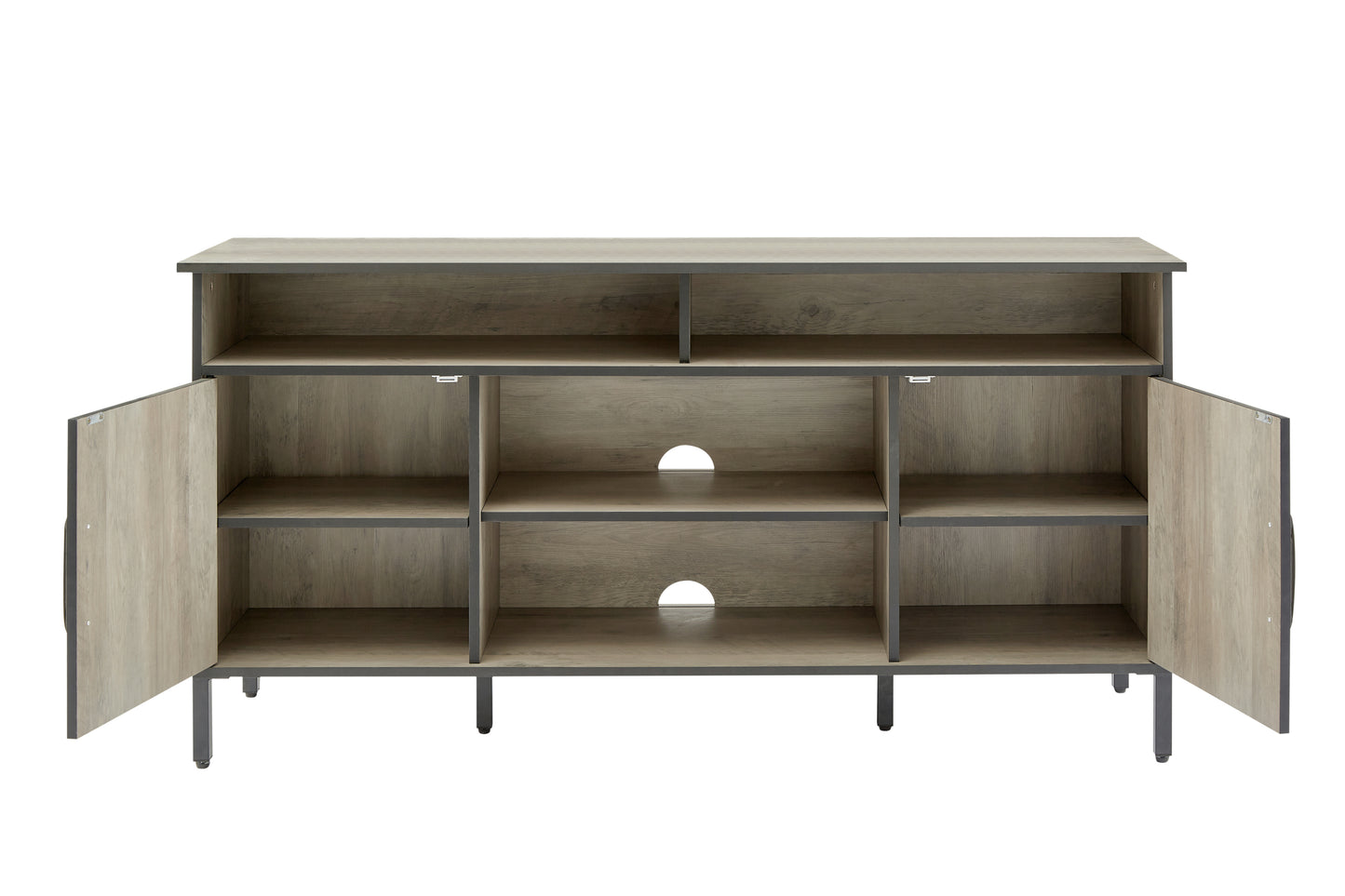 58-Inch Rustic Gray TV Stand and Media Entertainment Center Console with Ample Storage and Adjustable Dividers