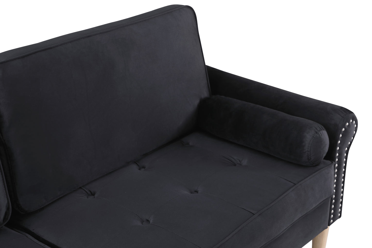 Living Room Sofa,3-Seater Sofa , with  Copper Nail on Arms ,Three Pillow,Black