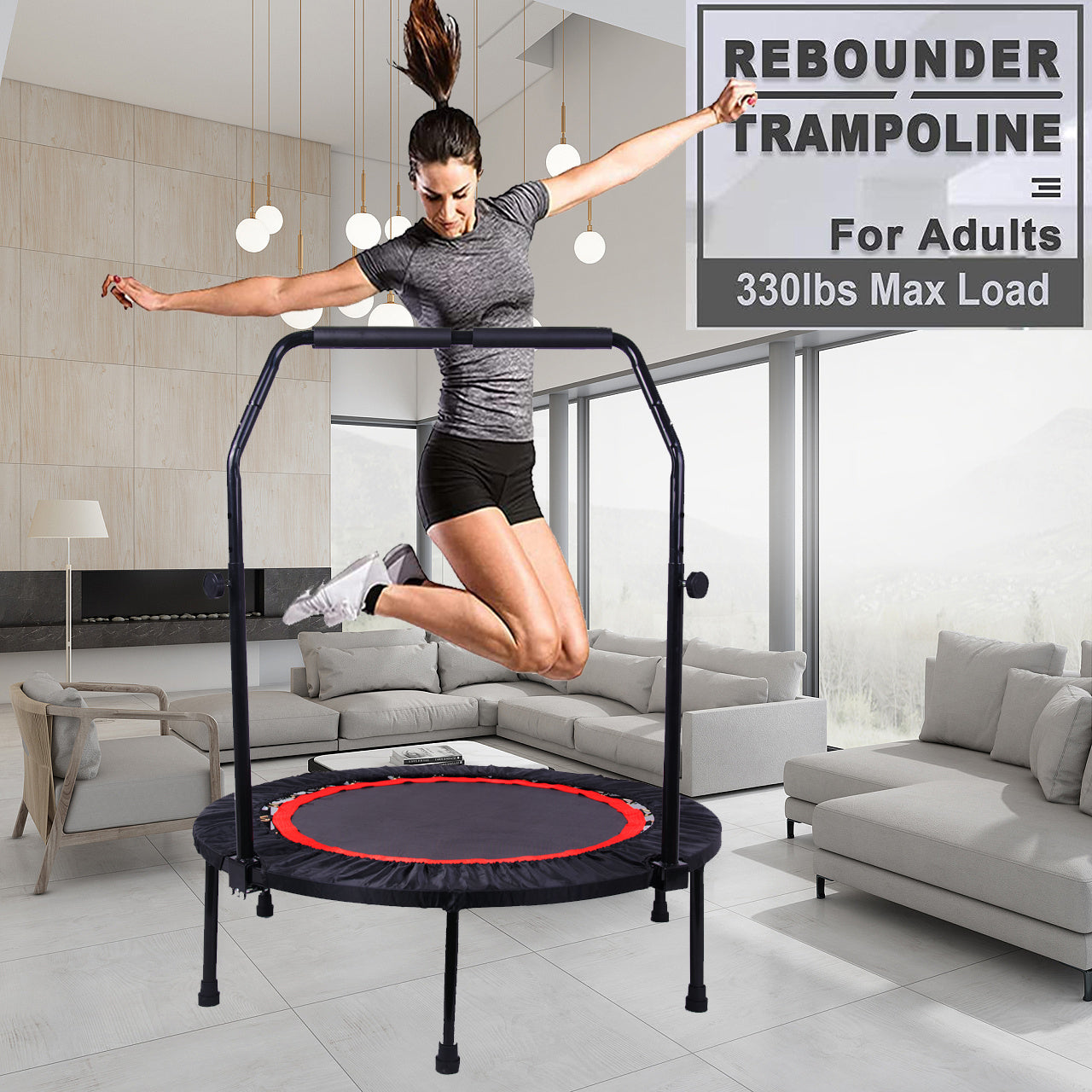 40 Inch Mini Exercise Trampoline for Adults or Kids  Indoor Fitness Rebounder Trampoline with Safety Pad  Max. Load 300LBS