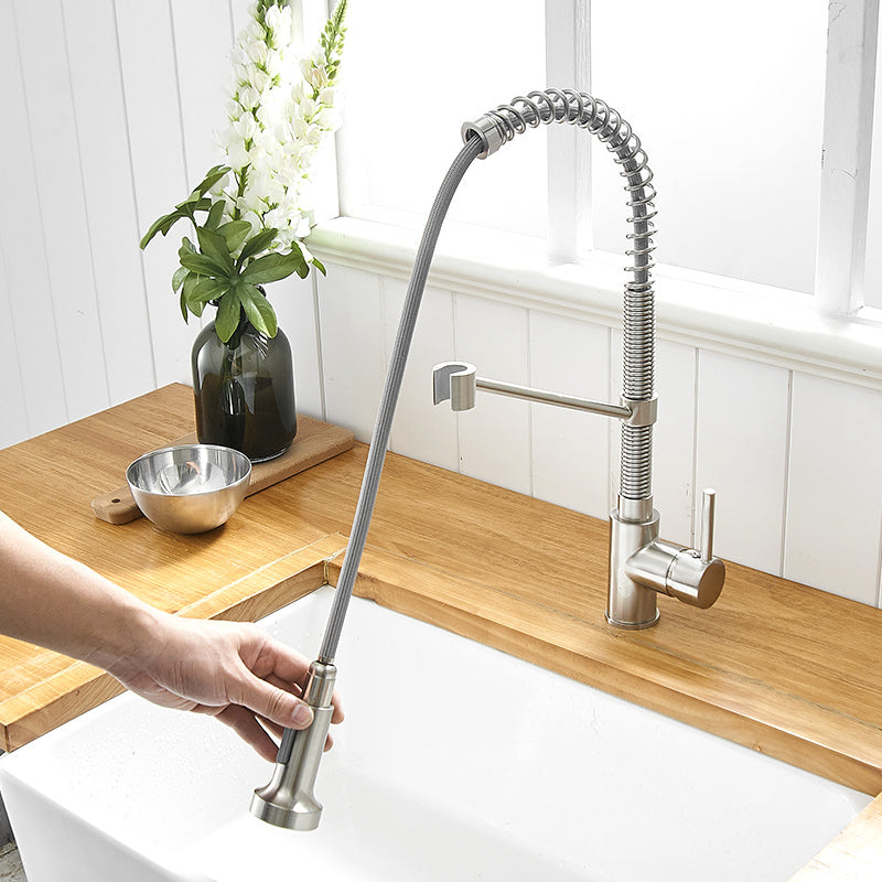 Kitchen Faucet with Pull Down Sprayer Brushed Nickel Stainless Steel Single Handle 
 Kitchen Sink Faucets