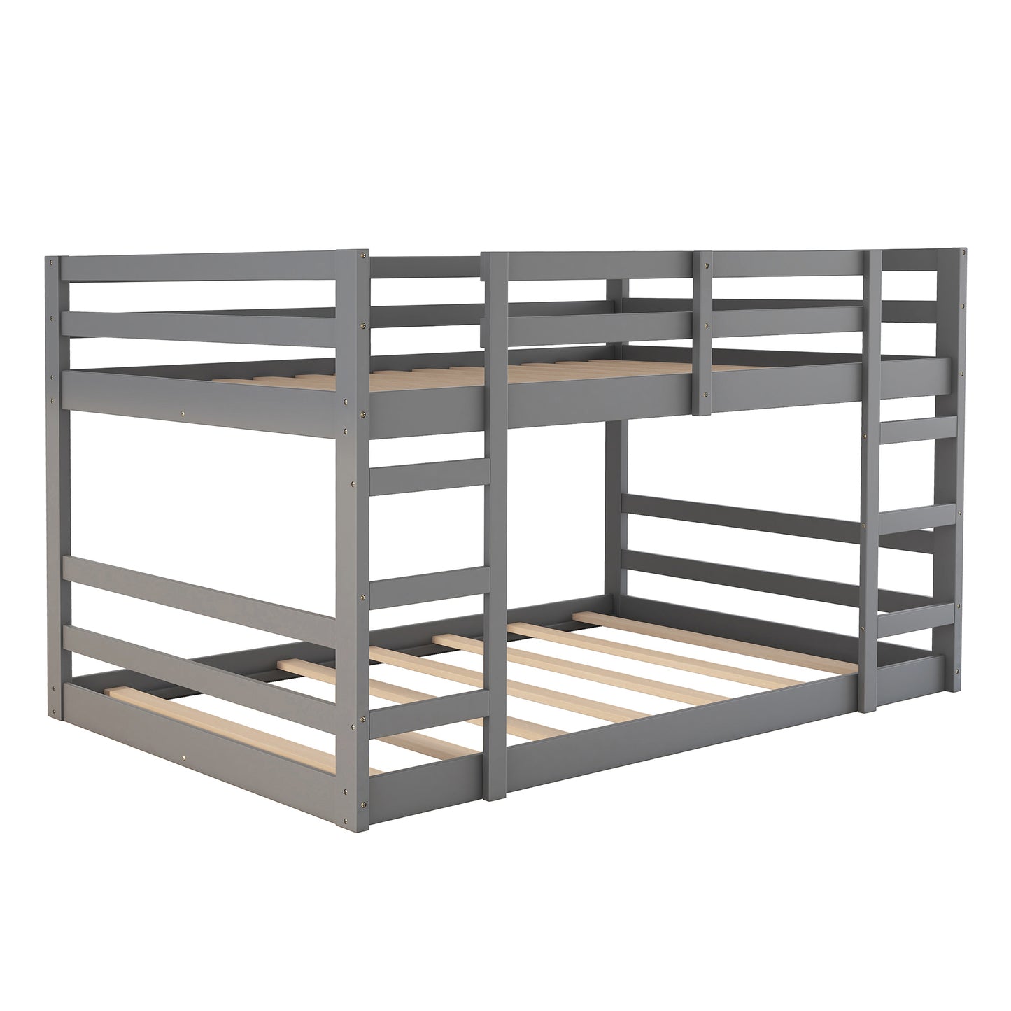 Gray Double Bunk Bed with Built-In Ladder