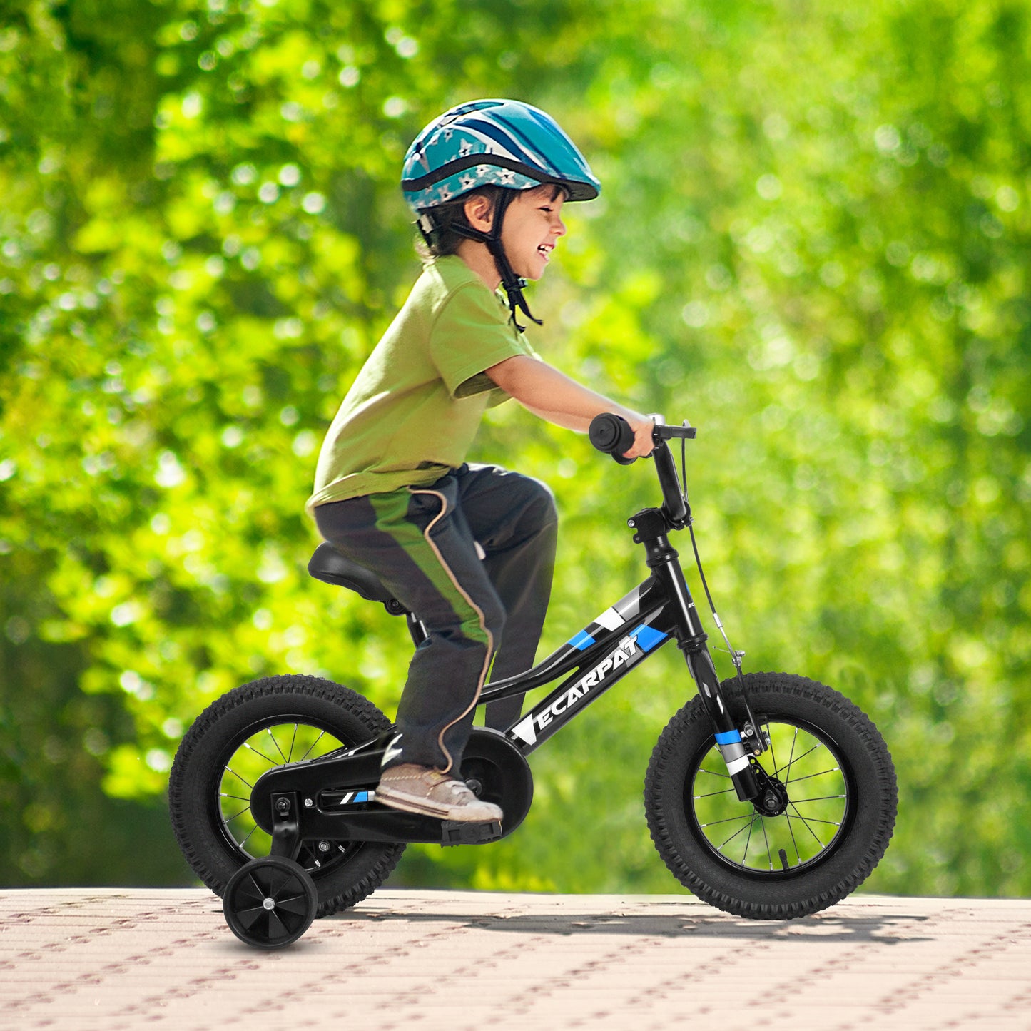 A14117 Ecarpat Kids' Bike 14 Inch Wheels, 1-Speed Boys Girls Child Bicycles For3-5Years, With Removable Training Wheels Baby Toys, Front V Brake, Rear Holding Brake