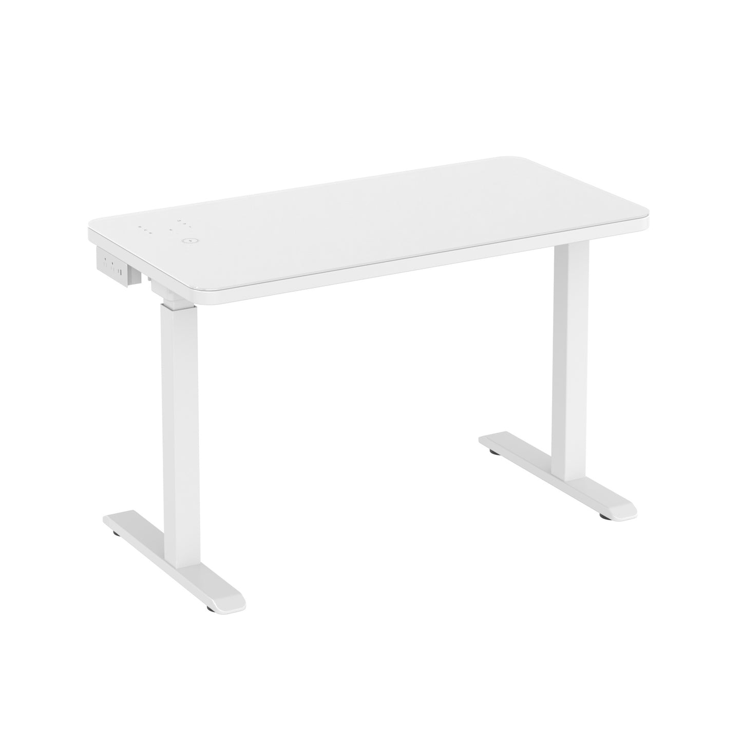 White Glass Top Desk with Concealed Wireless Charging功能