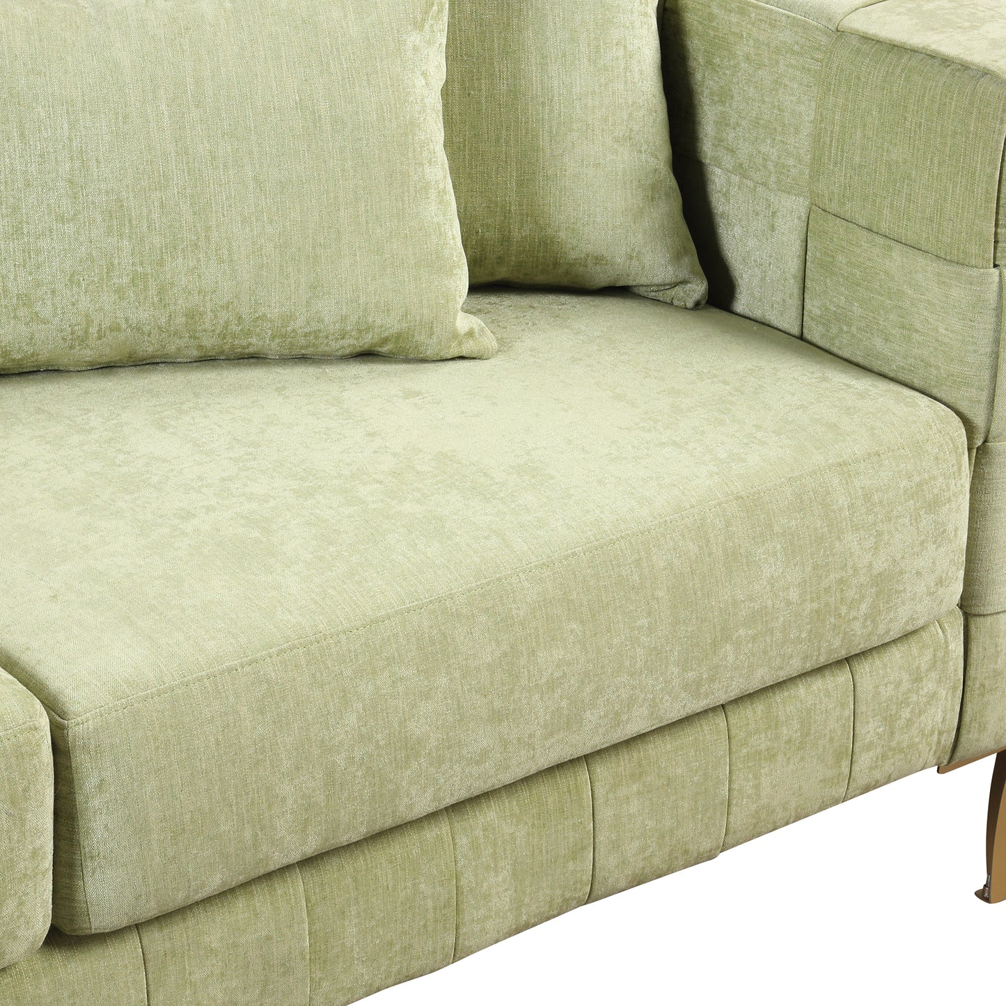 Sleek 80.5 Modern Upholstered Sofa with Golden Metal Legs