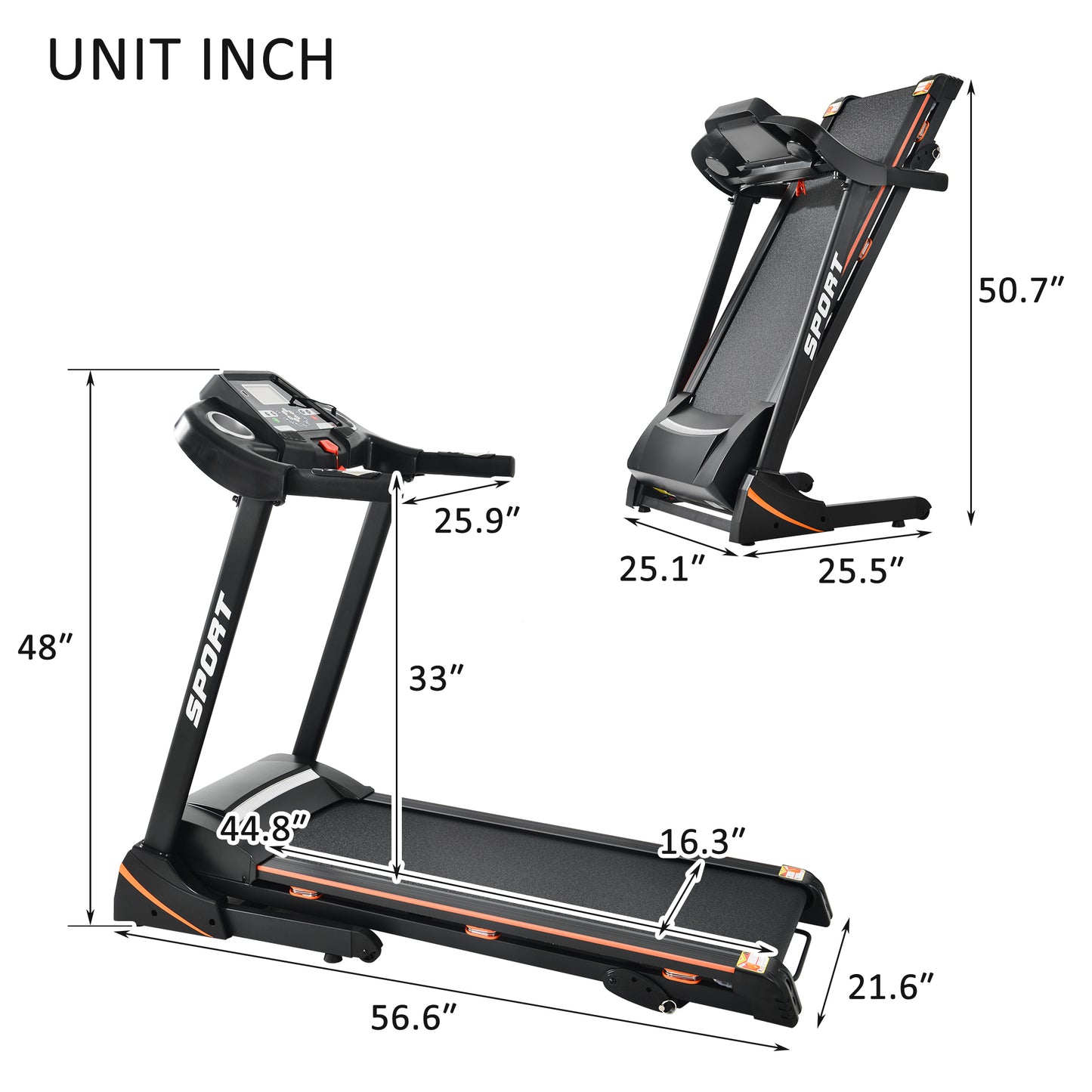 Folding Electric 3.5HP Treadmill With Incline Medium Running Machine Motorised LCD Gym 330lbs Folding Treadmill Electric Motorized Power 14.8KM/H Running Fitness Machine Gym(W54022178 Upgrade)