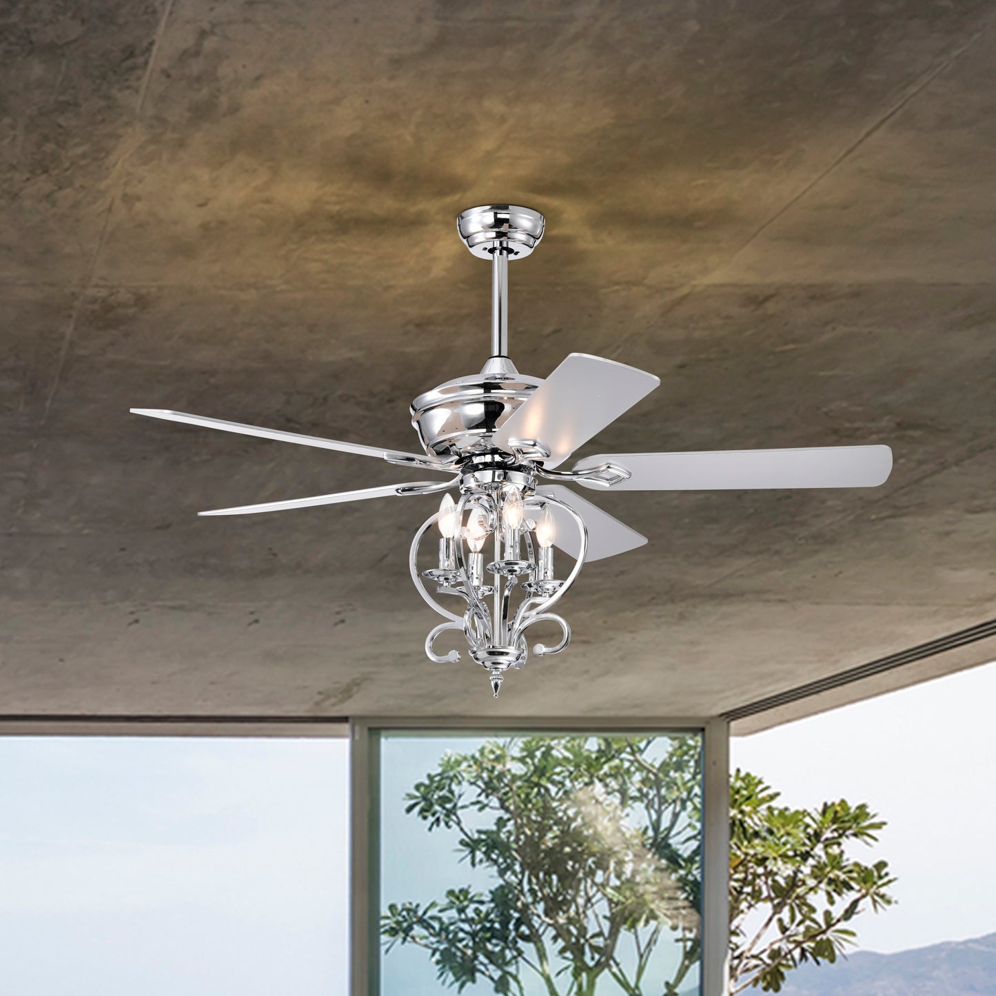 52-inch Silver Traditional Ceiling Fan with Reversible Airflow and Remote Control