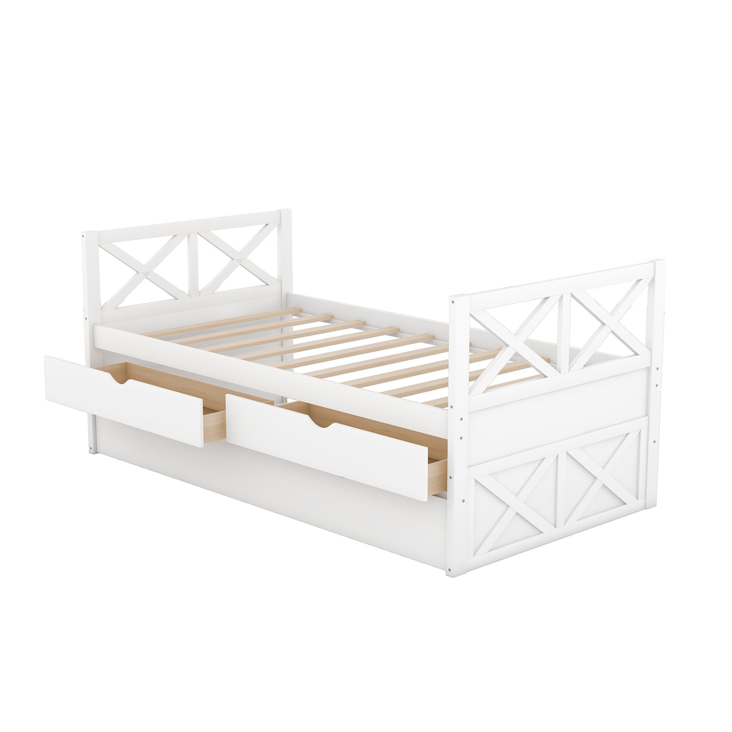 Multi-Functional Daybed with Drawers and Trundle, White