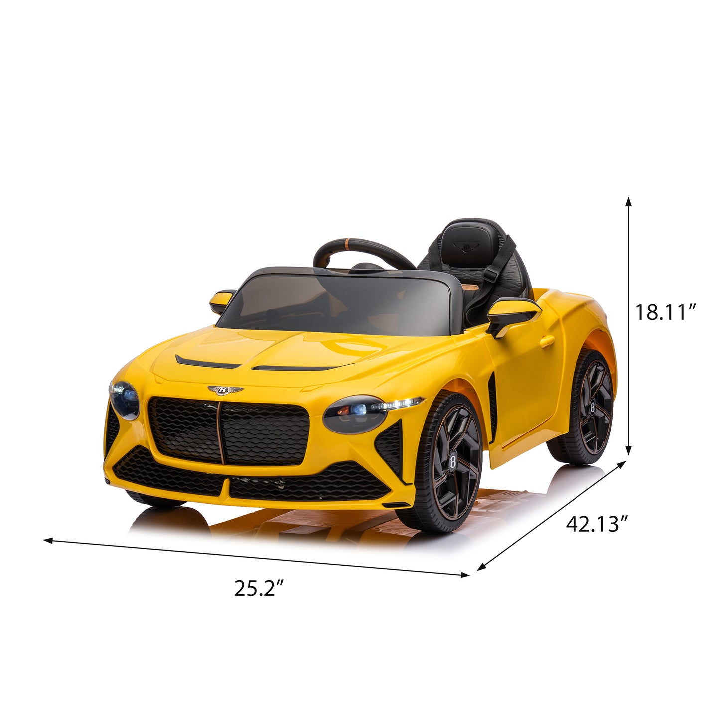 12V Battery Powered Ride On Car for Kids, Licensed Bentley Bacalar, Remote Control Toy Vehicle with Music Player, LED Light, 2 Driving Modes