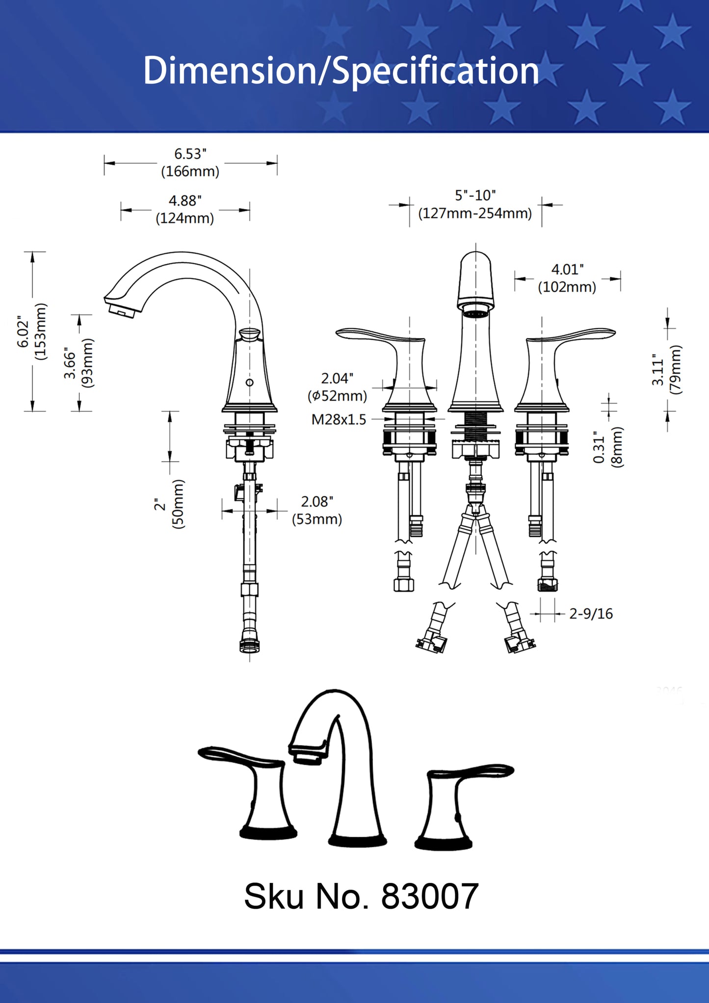 Modern Brushed Gold Widespread Bathroom Faucet Complete With Drain Assembly