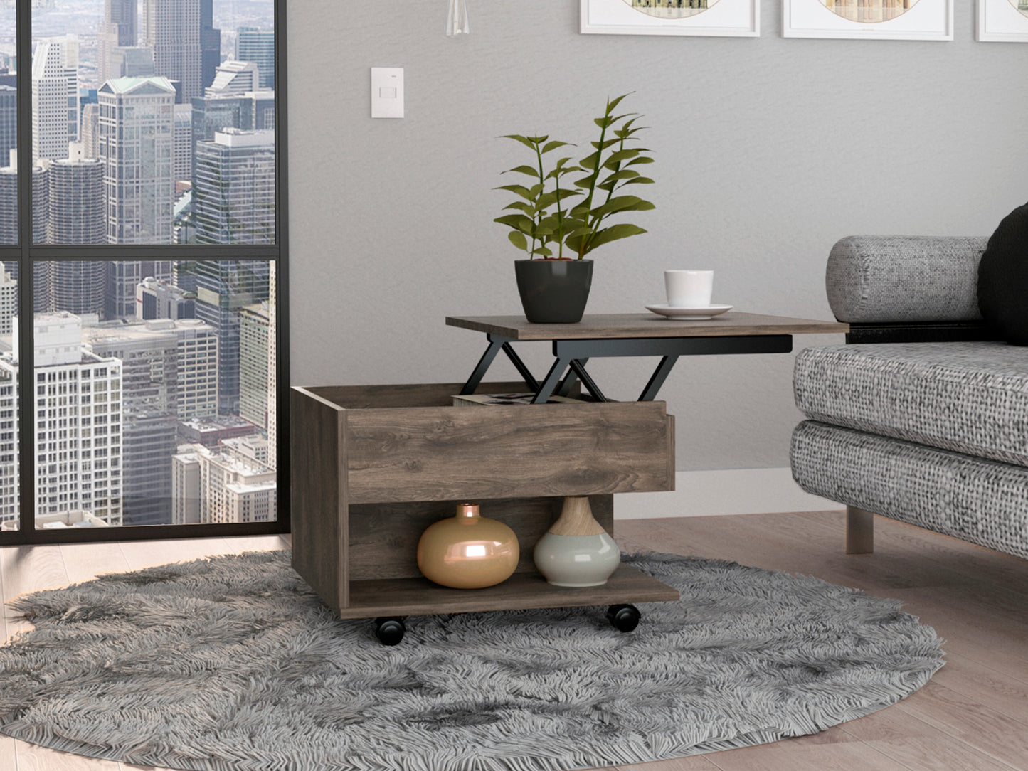 Peterson Lift Top Coffee Table in Dark Brown with Hidden Storage