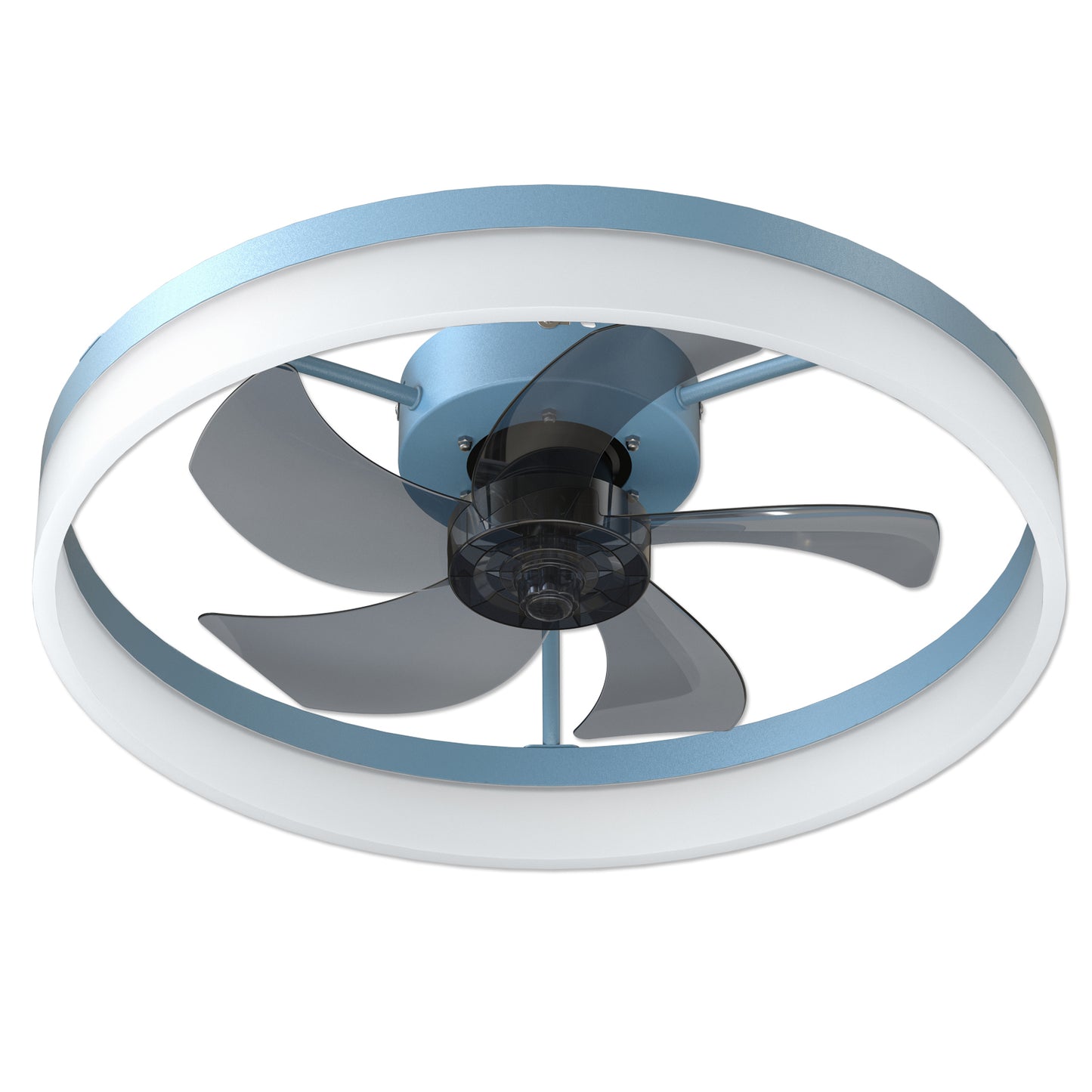 Modern Blue Ceiling Fans with Dimmable LED Lights