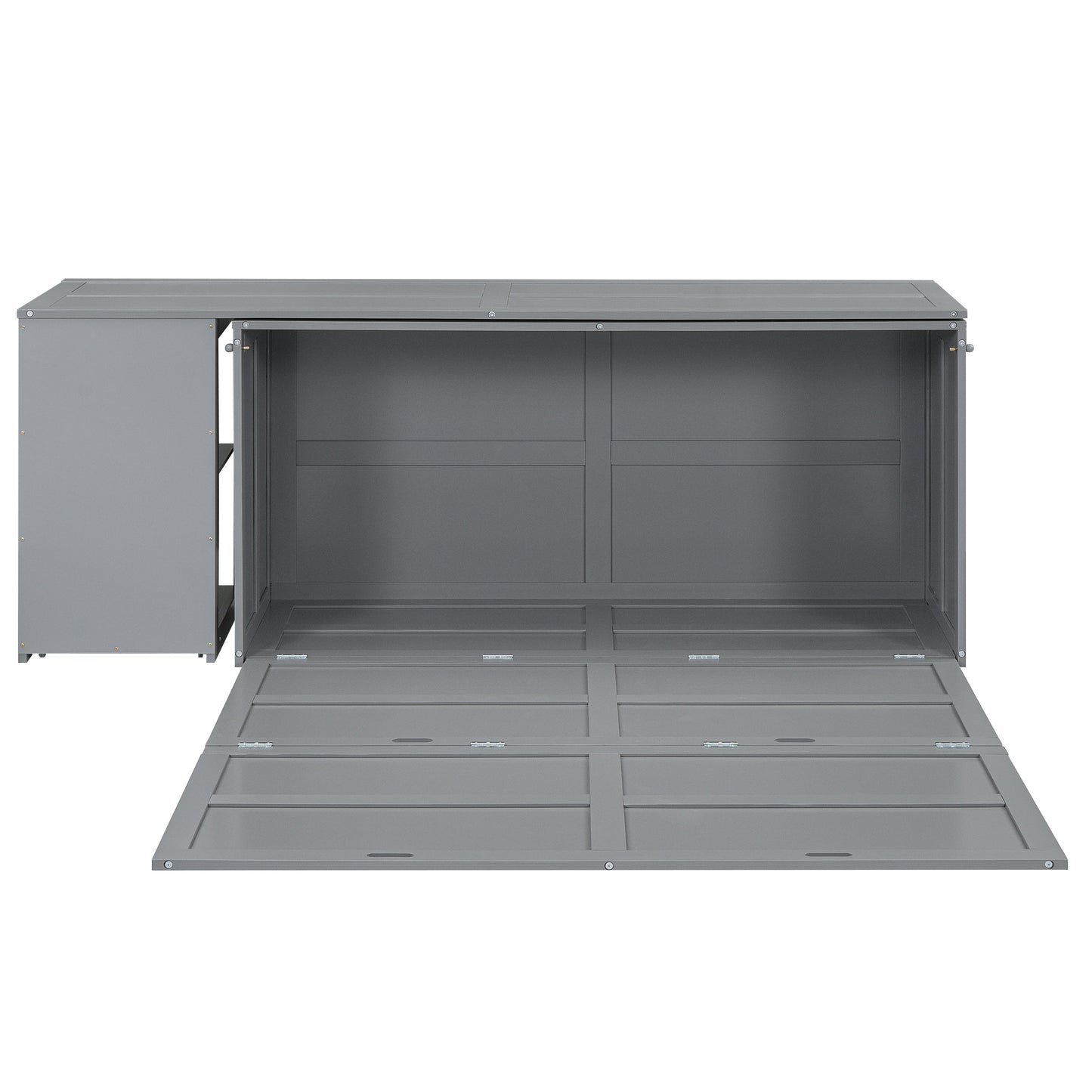 Queen Size Murphy Bed with Rotable Desk, Gray