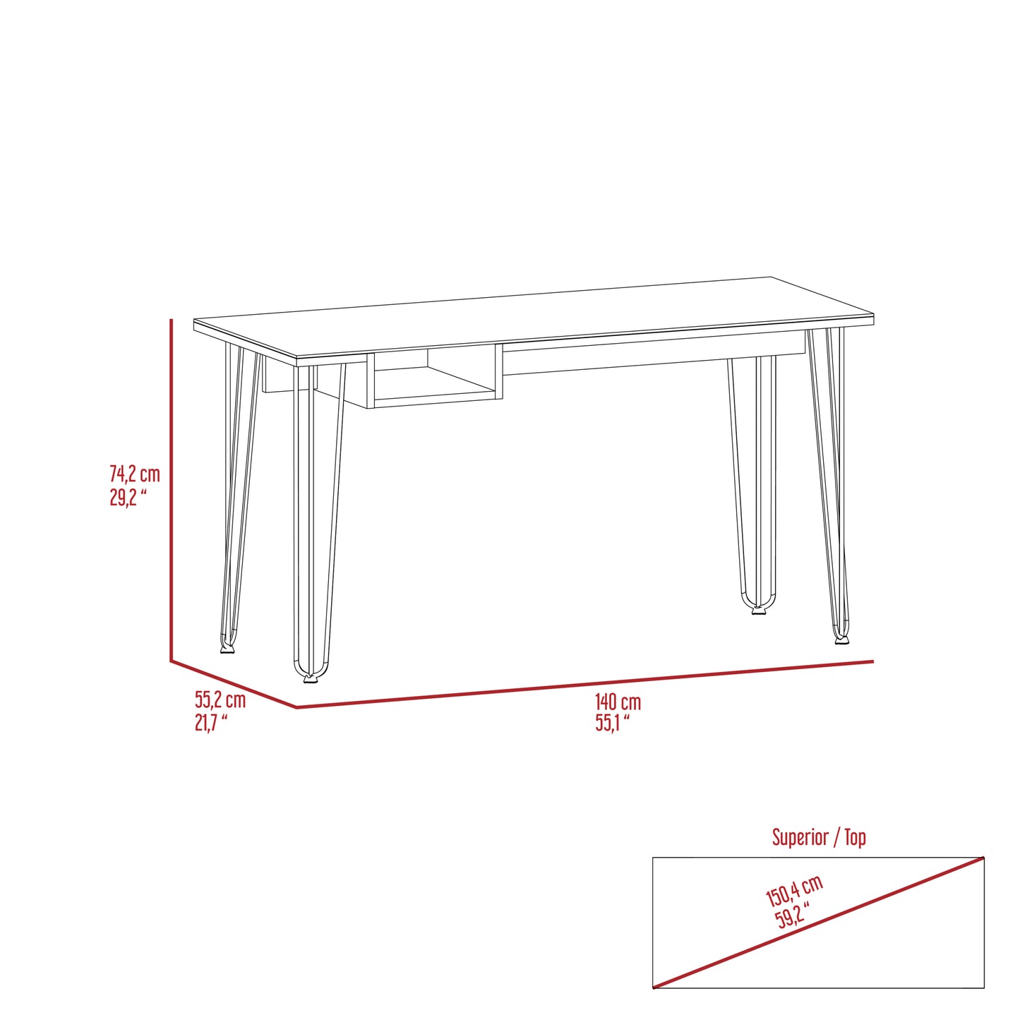 Mahogany Finish Office Desk with Industrial Style and Ample Storage