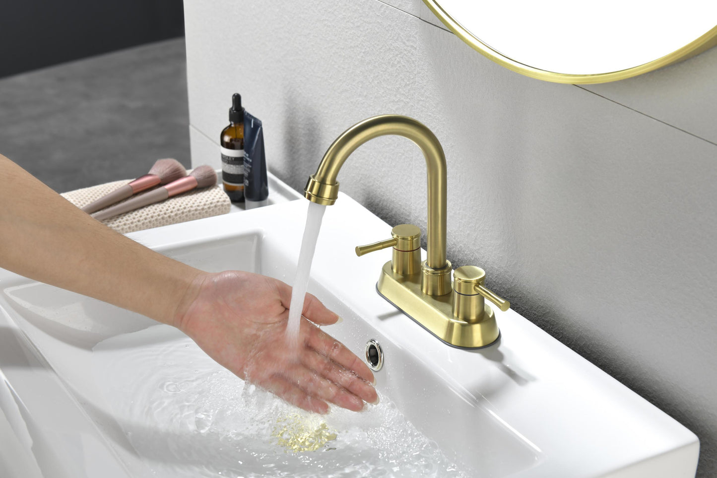 Gold Bathroom Faucet with Dual Handles