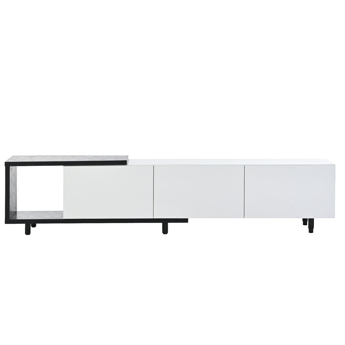 Sleek, Elegant White TV Stand with Ample Storage for 80+ inch TV