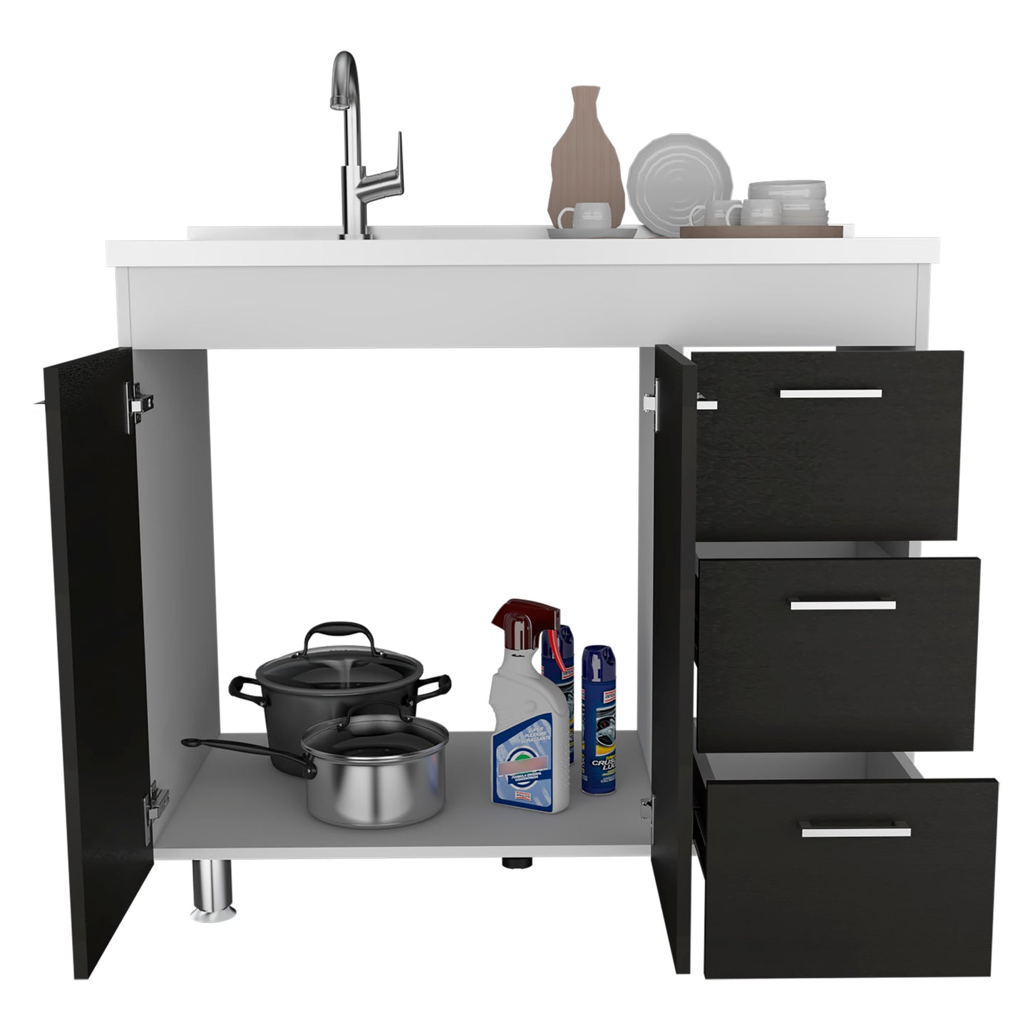 Stylish Utility Sink Kisco for Modern Kitchens, White / Black