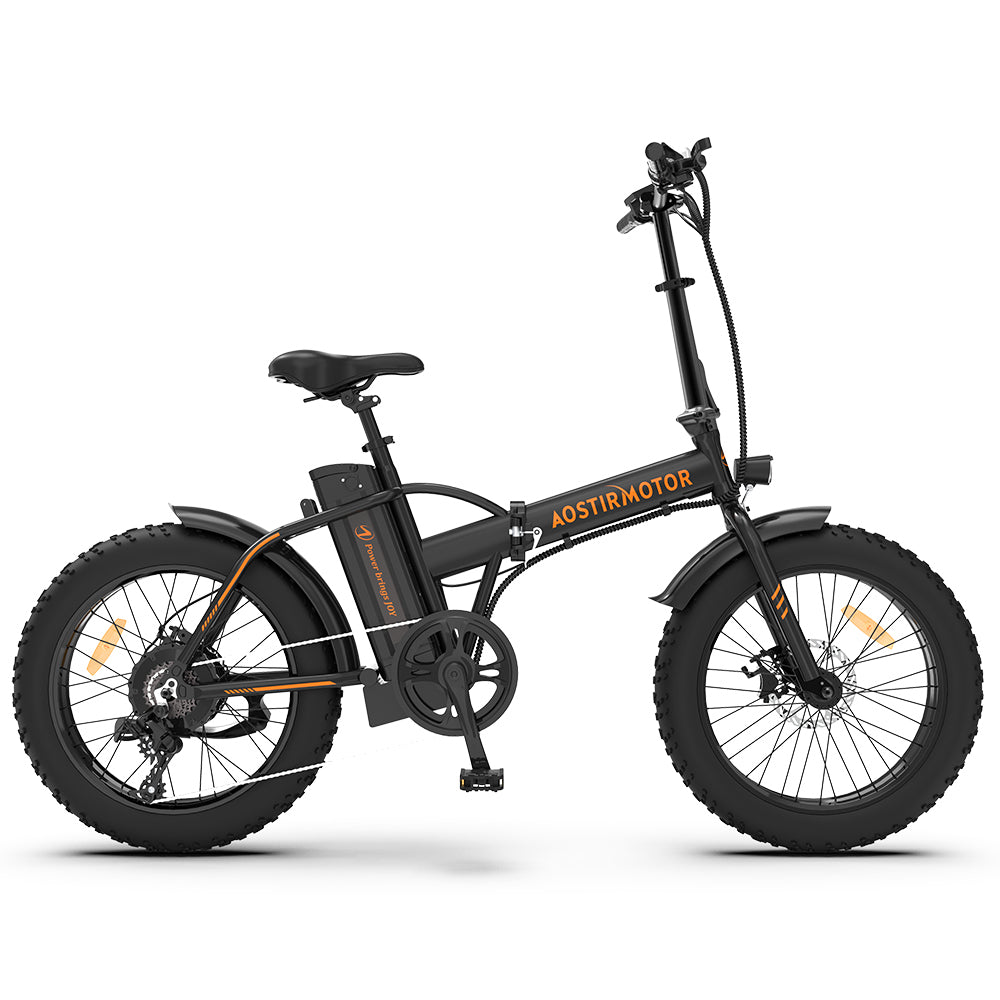 AOSTIRMOTOR Folding Electric Bike Ebike Bicycle 500W Motor 20" Fat Tire With 36V/13Ah Li-Battery Beach Snow Bicycle  A20