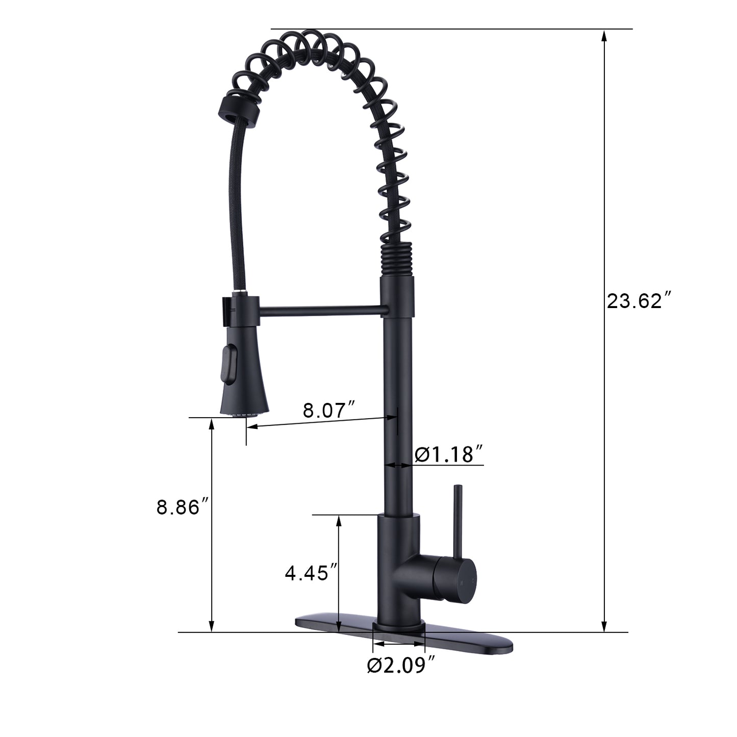 Commercial Modern Single Handle Spring High Arc Kitchen Faucet Matte Black