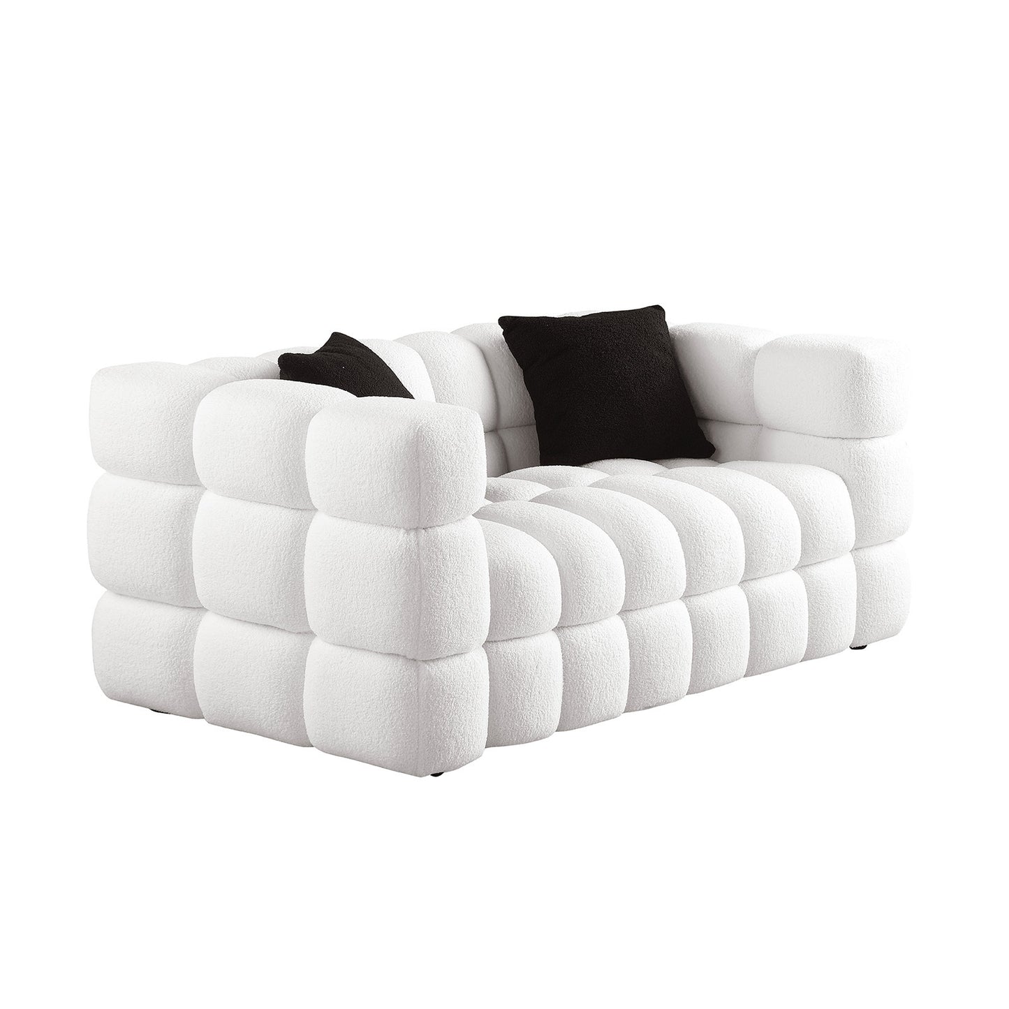 Plush Boucle White 3-Seater Marshmallow Sofa