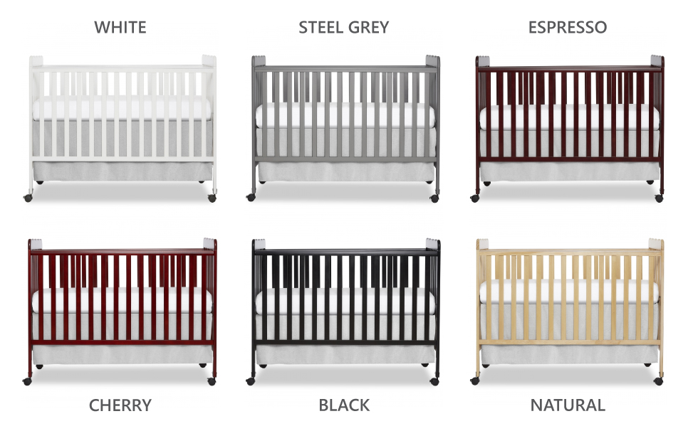 3-In-1 Convertible Crib In Storm Grey, Made Of Sustainable Pinewood, Non-Toxic Finish, Comes With Locking Wheels, Wooden Nursery Furniture