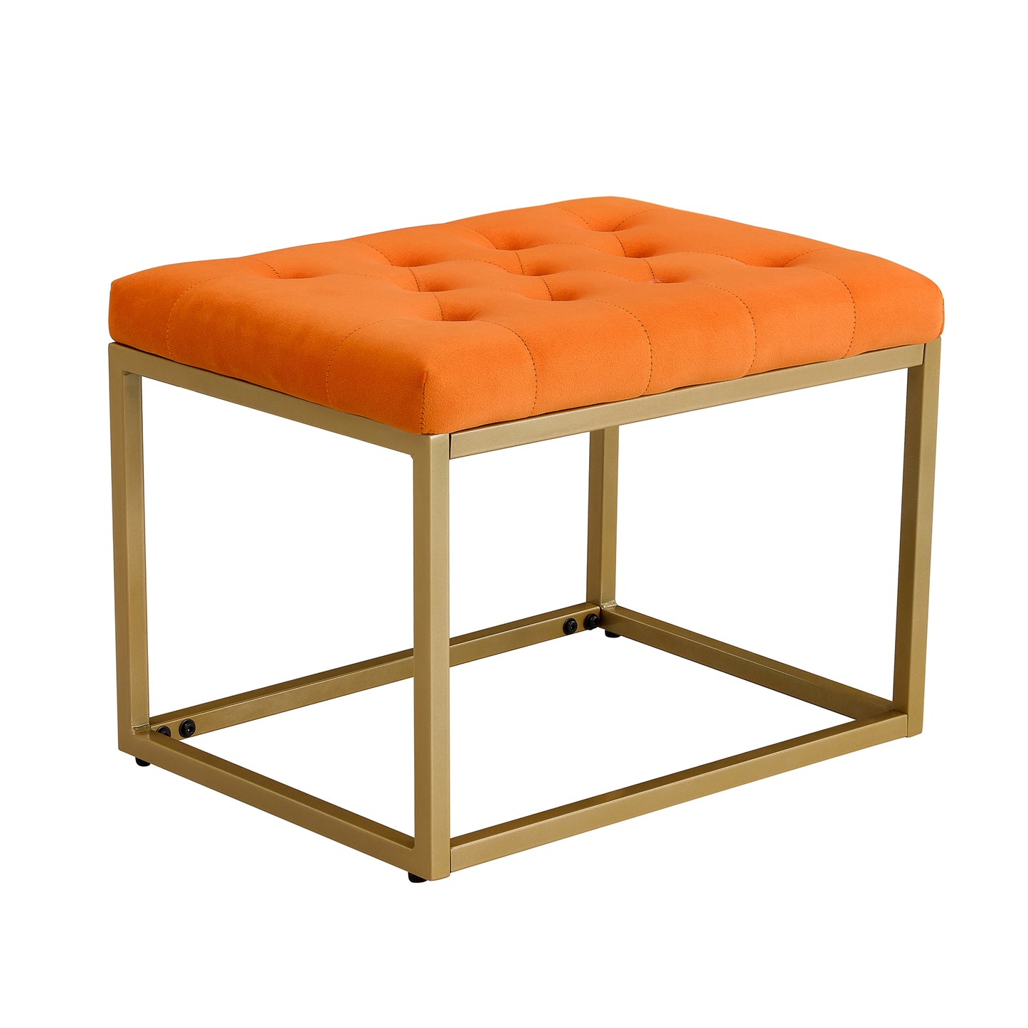 Chair Velvet Shoe Changing Stool, Orange Footstool, Square Vanity Chair, Sofa stool,Makup Stool .Vanity Seat ,Rest stool. Piano Bench .Suitable for Clothes Shop,Living RoomST-001-OR