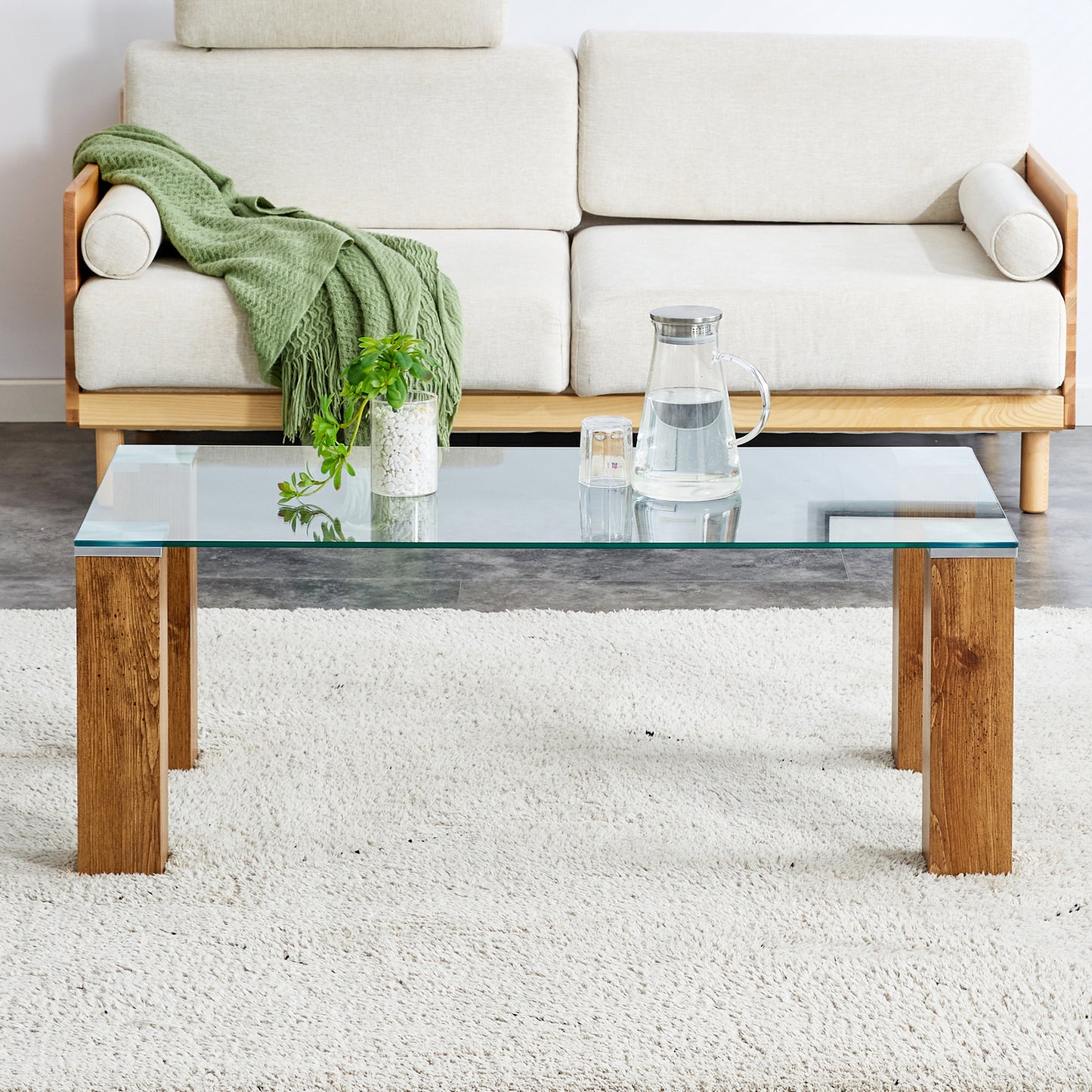 Elegant Glass Coffee Table with Durable MDF Legs - Stylish Combination of Sophistication and Strength