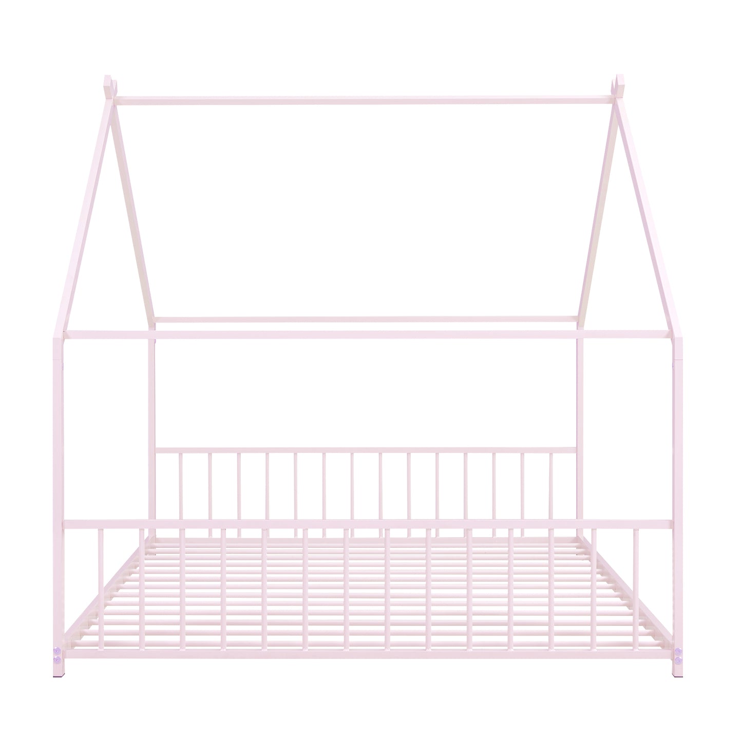 Full Size Metal House Bed, Pink