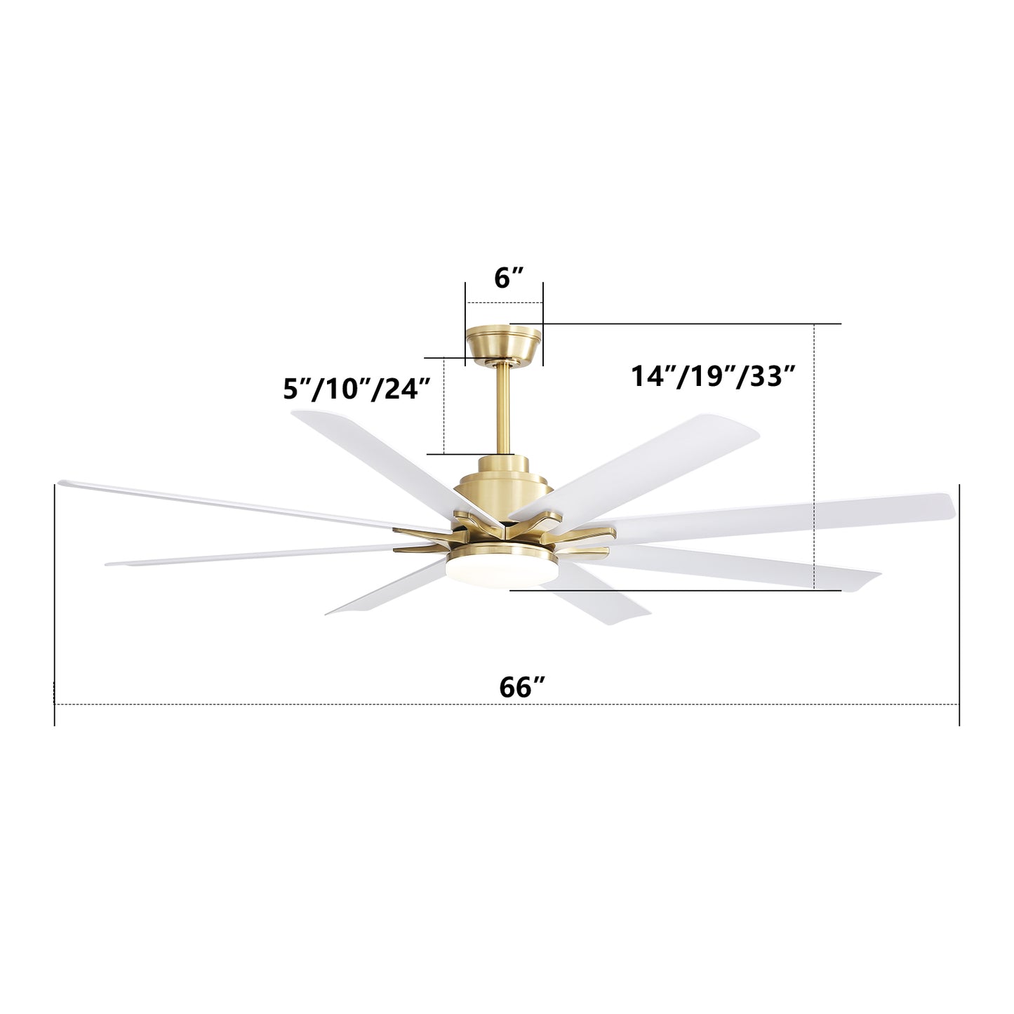 66 Modern Low Profile Ceiling Fan with Dimmable Lights, Remote Control, and Reversible DC Motor