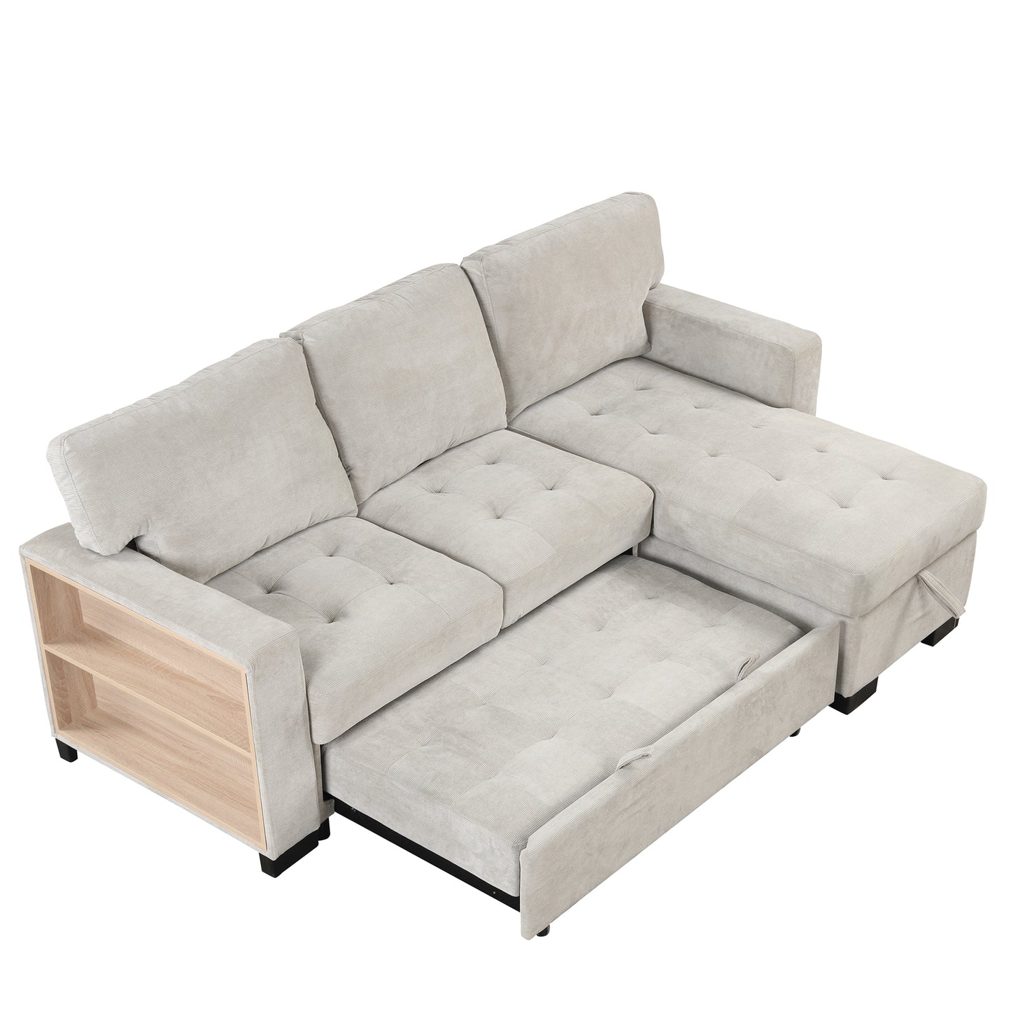 Elegant Light Gray Sectional Sofa with Versatile Storage and USB Charging