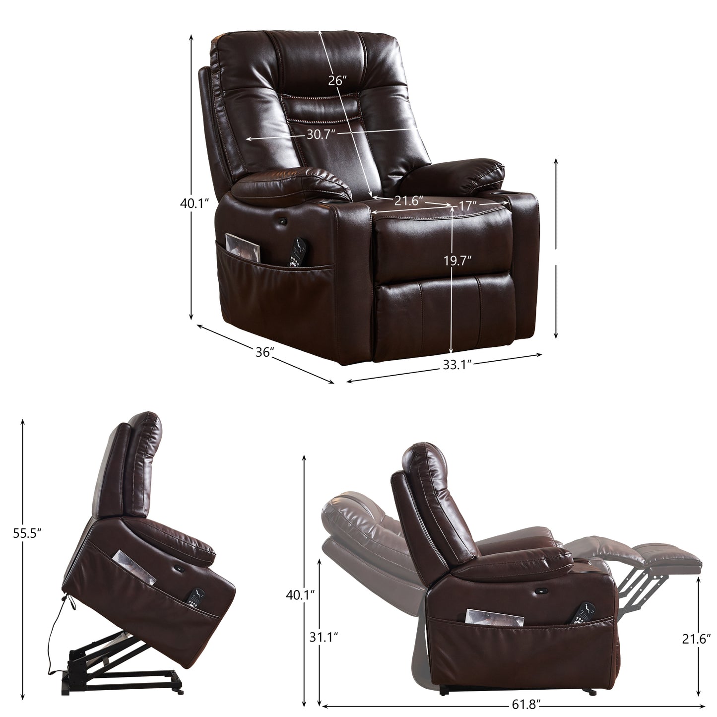 Comfortable Electric Power Lift Recliner Chair with Massage and Heat for Seniors