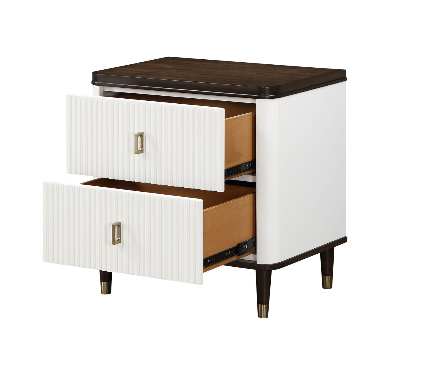 Carena Nightstand w/USB, White & Brown Finish BD02028