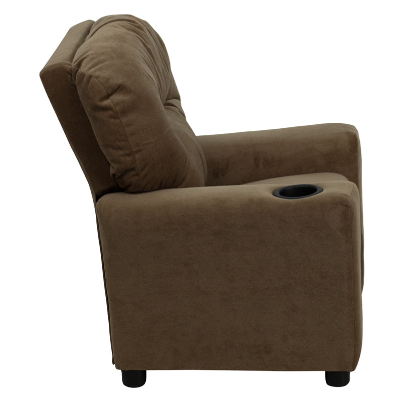 Contemporary Kids Brown Recliner with Cup Holder