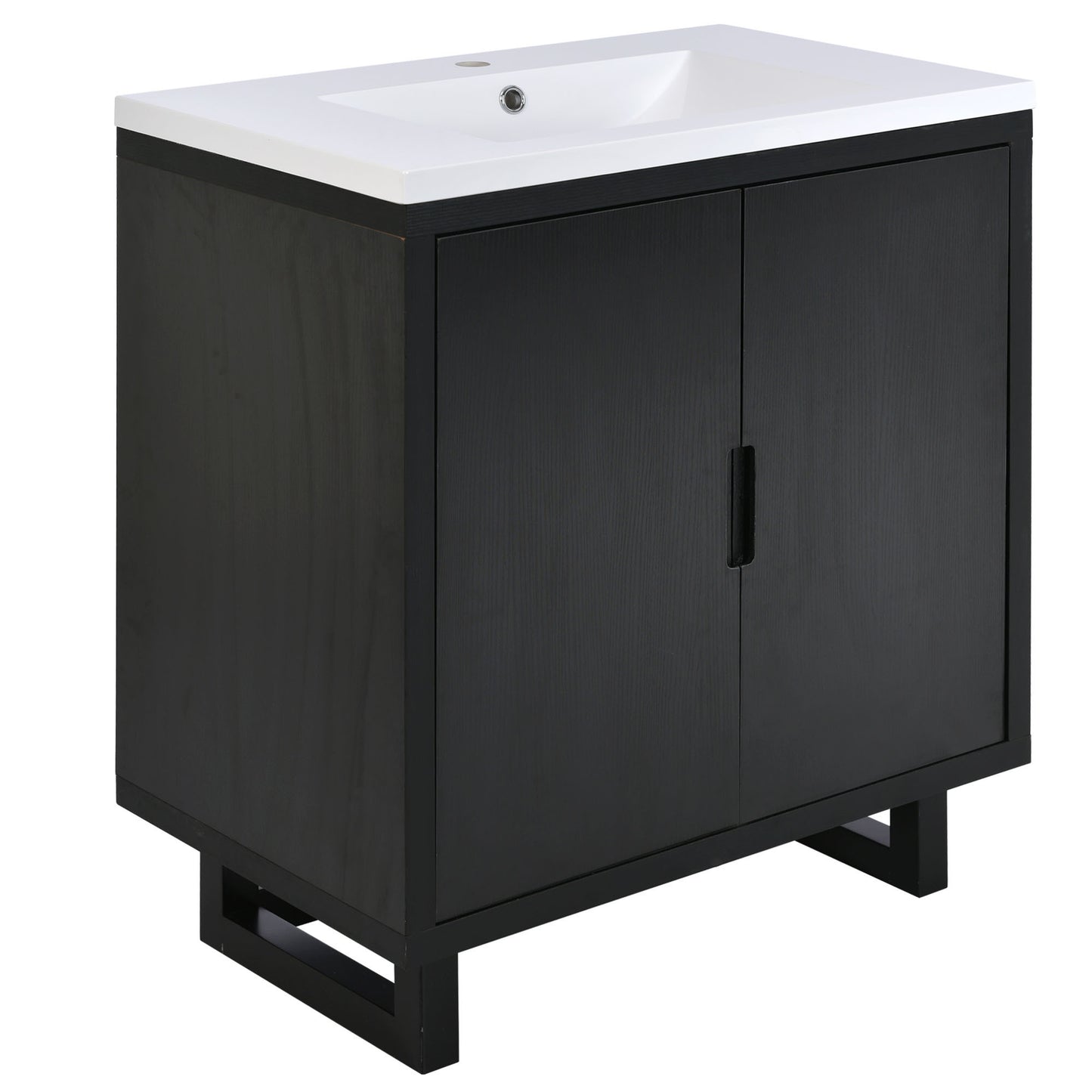 [Cabinet Only] 30" Bathroom vanity, black(Sink not included)