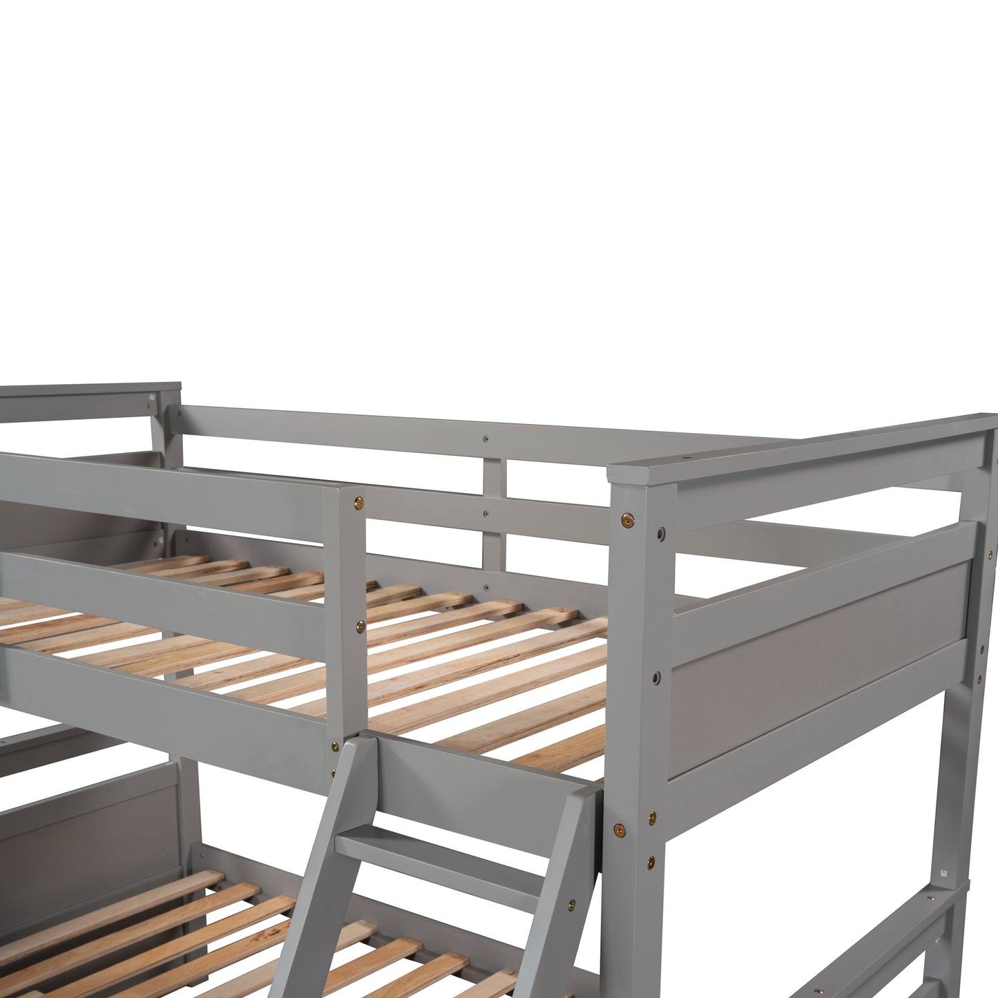 Gray Bunk Bed with Under-Bed Storage and Twin-Full Configuration