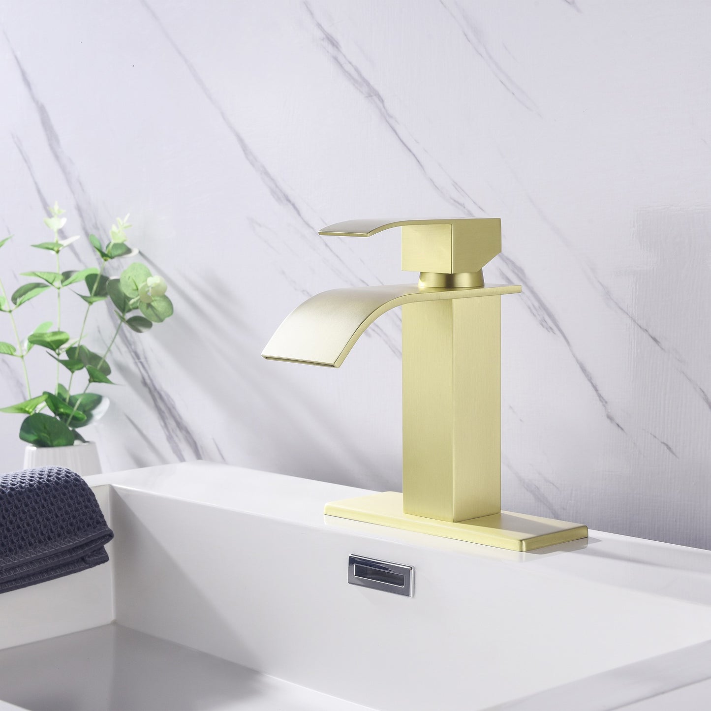 Elegant Waterfall Spout Bathroom Sink Faucet with Single Handle