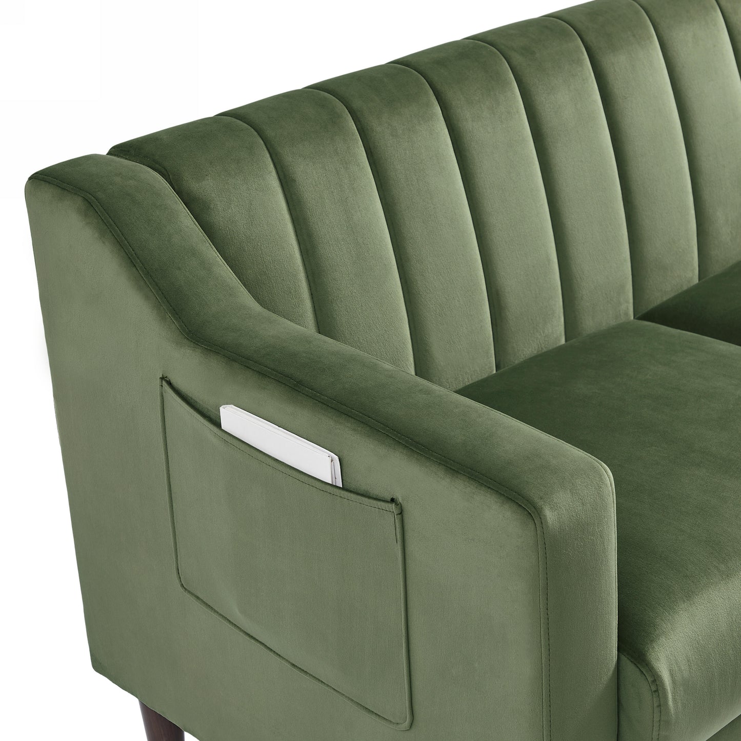 Modern Upholstered Tufted Accent Chair, Velvet Fabric Single Sofa Side Chair, Comfy Barrel Club Living Room Armchair with Solid Wood Legs for Bedroom Living Reading Room Office, Green