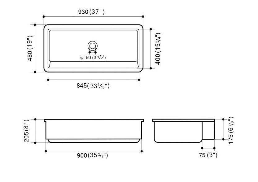 White Ceramic Undermount Apron Front Kitchen Sink