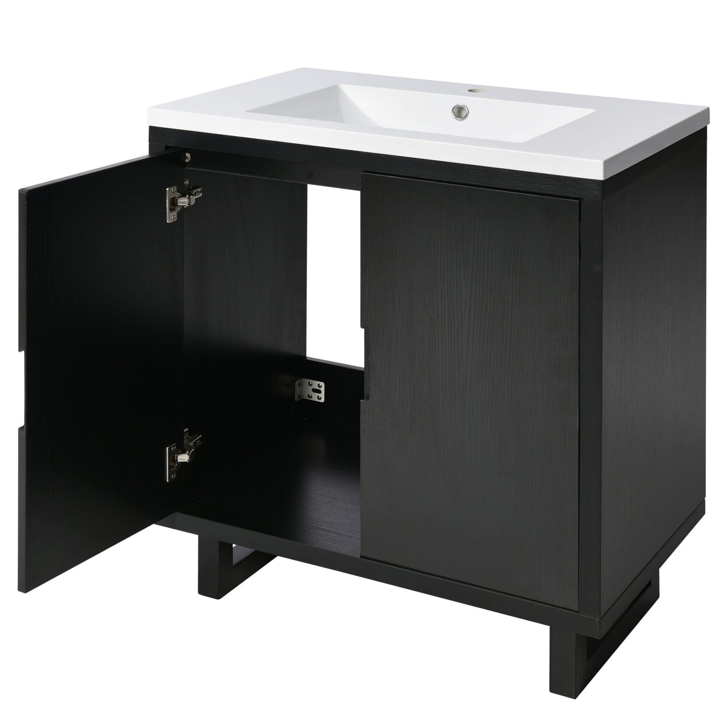 [Cabinet Only] 30" Bathroom vanity, black(Sink not included)