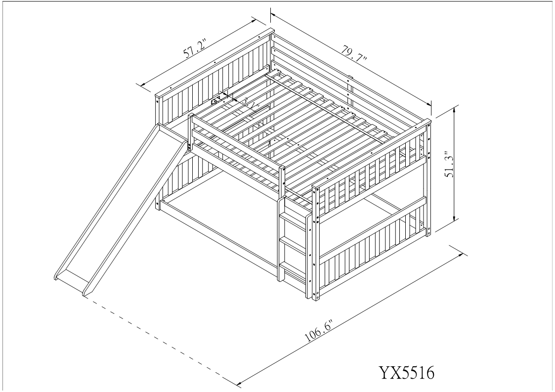 Grey Bunk Bed with Slide, Ladder, and Modern Design