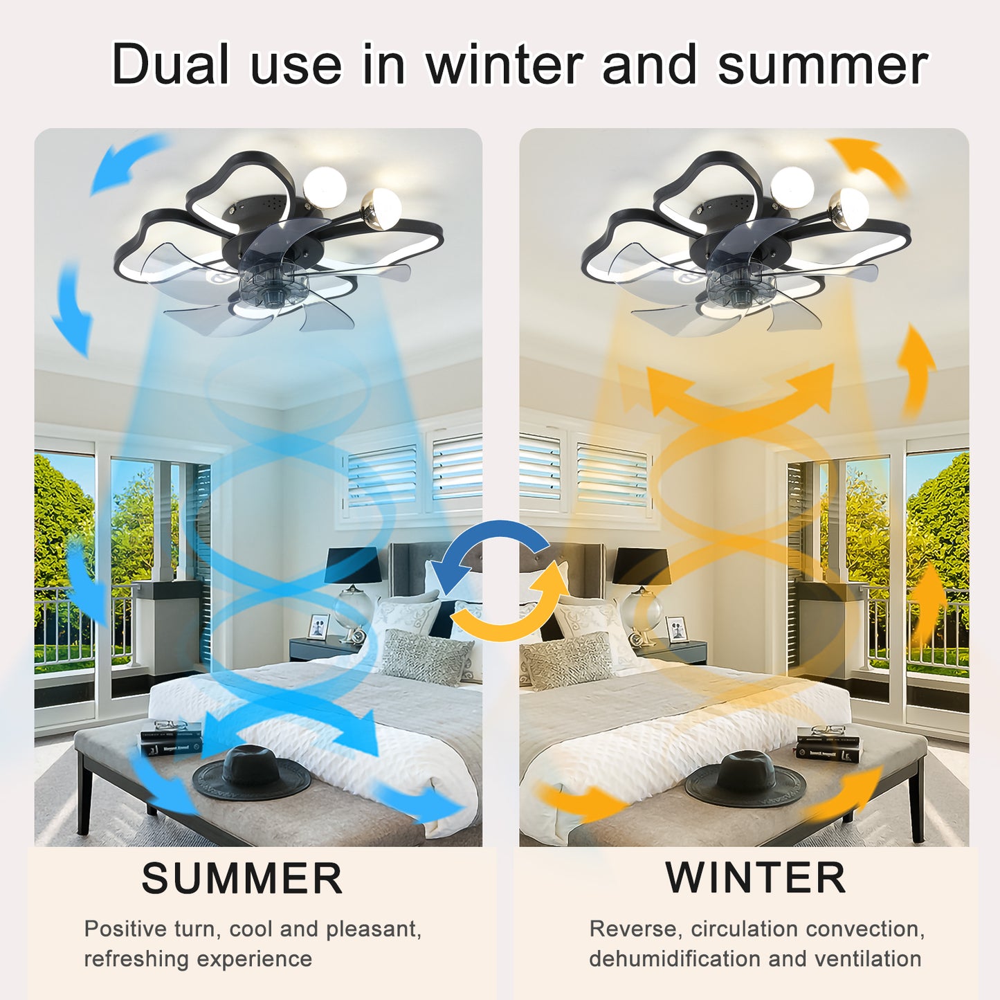 Black Butterfly Design Ceiling Fan with Remote Control and Dimmable LED Lights