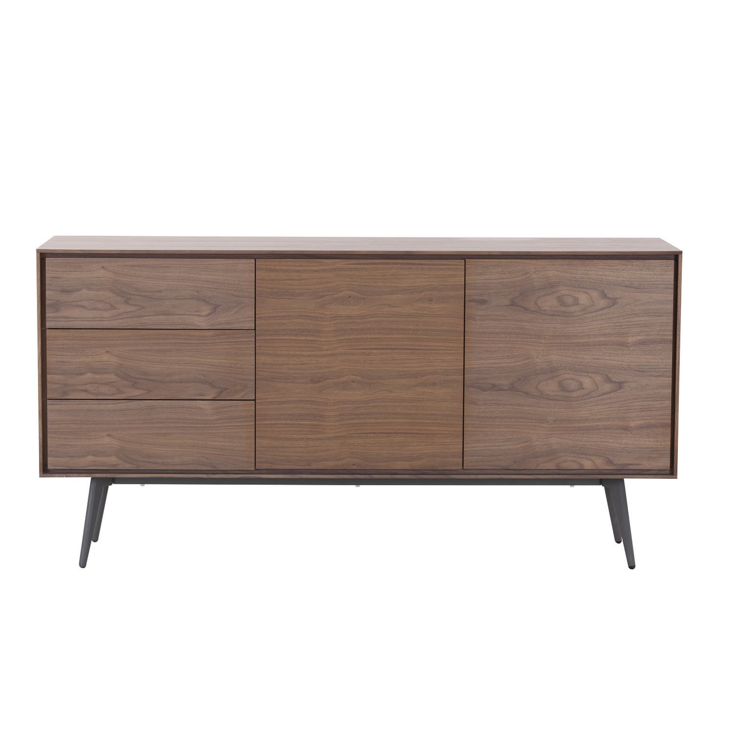 Stylish Walnut Sideboard and Buffet Cabinet with Ample Storage and Anti-Topple Design