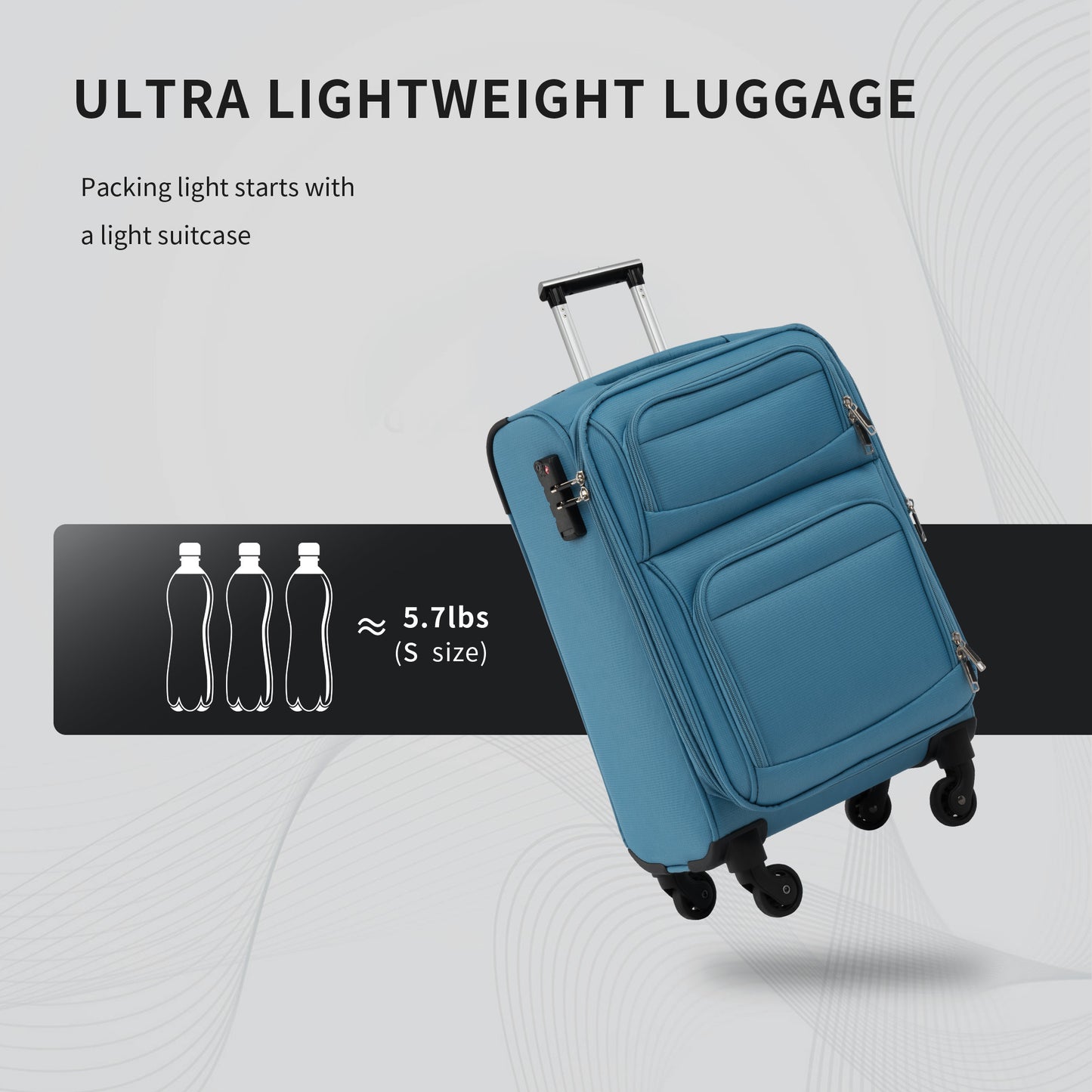 Softside Luggage Expandable 3 Piece Set Suitcase Upright Spinner Softshell Lightweight Luggage Travel Set