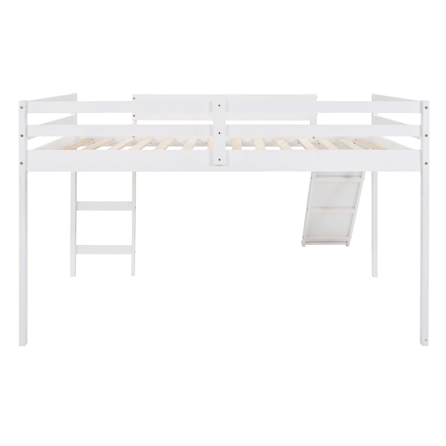 Loft Bed with Slide, Multifunctional Design, Full (White)( :WF281157AAK)