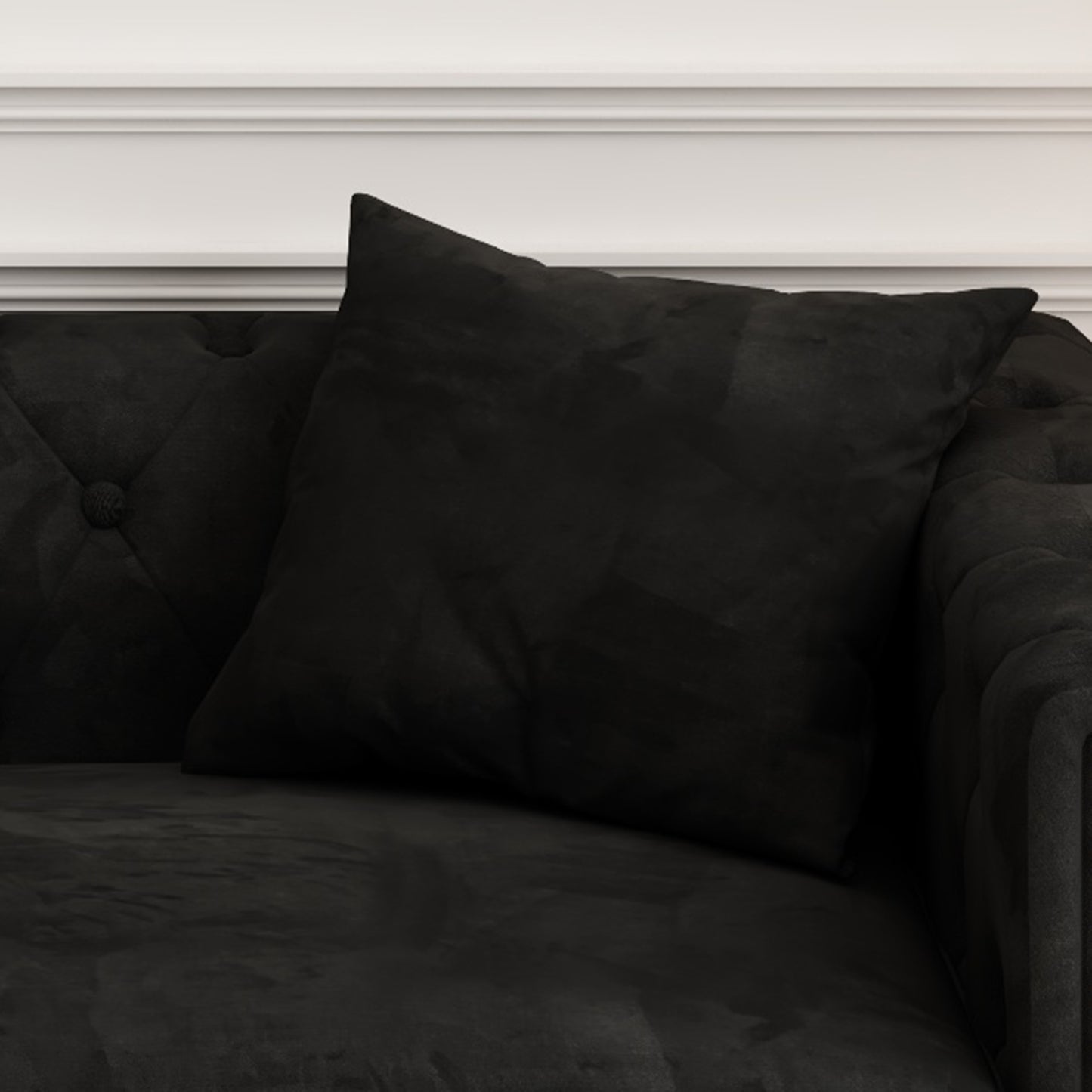 Sofa includes 2 pillows, 83 "black velvet triple sofa, suitable for large and small Spaces