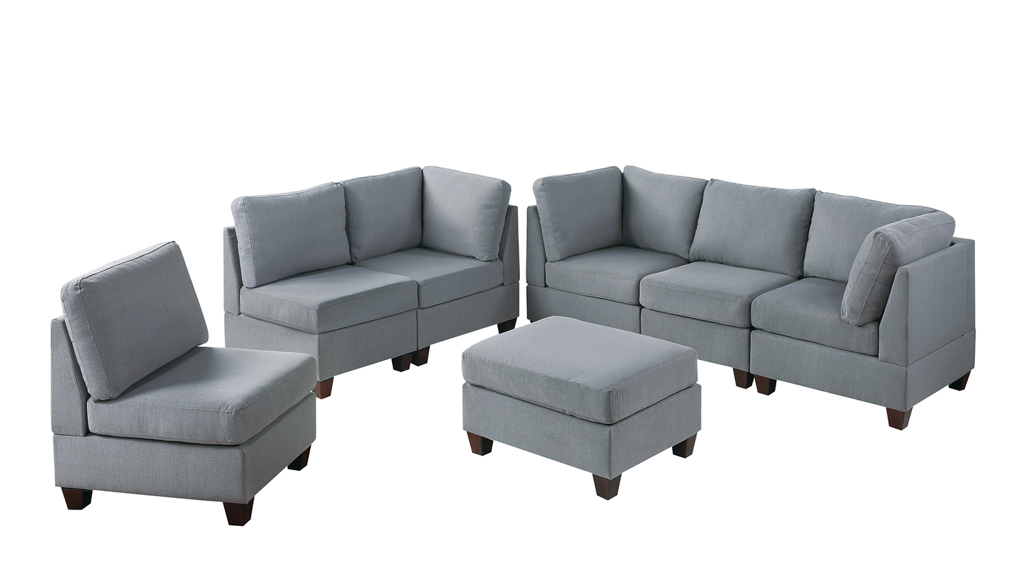 Modern Gray 7-Piece Modular Sofa Set