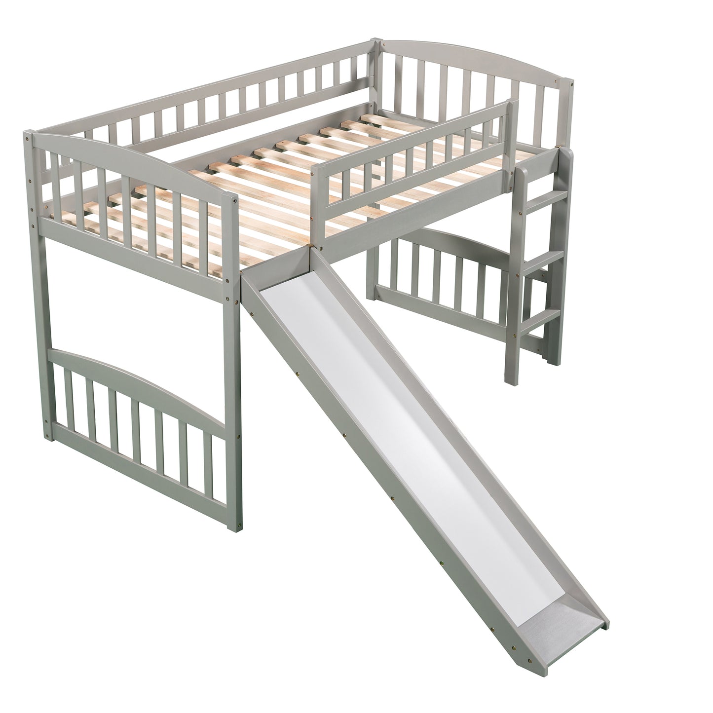 Twin size Loft Bed with Slide and Ladder, Gray(OLD SKU:LP000504AAE)