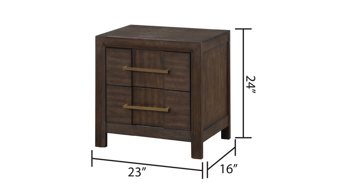 Kenzo Modern Style Nightstand Made with Wood in Walnut