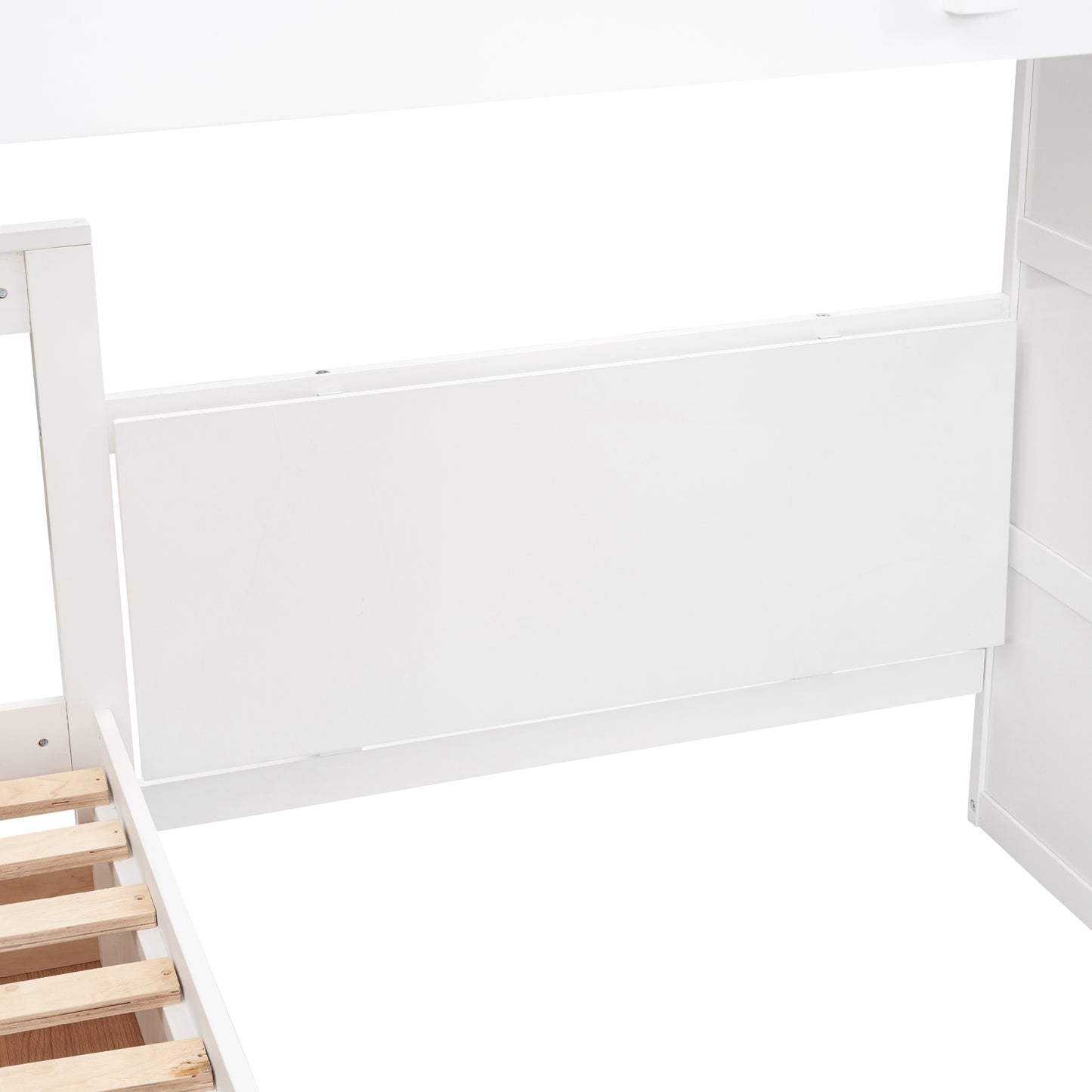 L-Shaped Bunk Bed Set with Desks, Wardrobe, Drawers, White - Space-Saving Sleepover Solution