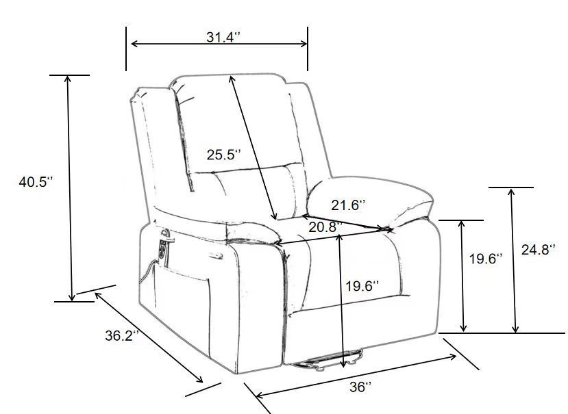 Electric Power Recliner Chair With Massage, Lumbar Heating, and Multi-function Lift, Adjustable Angle and Side Pocket